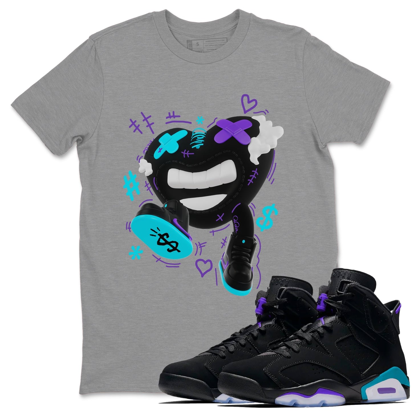 Air Jordan 6 Aqua shirt to match jordans Walk In Love Streetwear Sneaker Shirt AJ6 Aqua Drip Gear Zone Sneaker Matching Clothing Unisex Heather Grey 1 T-Shirt