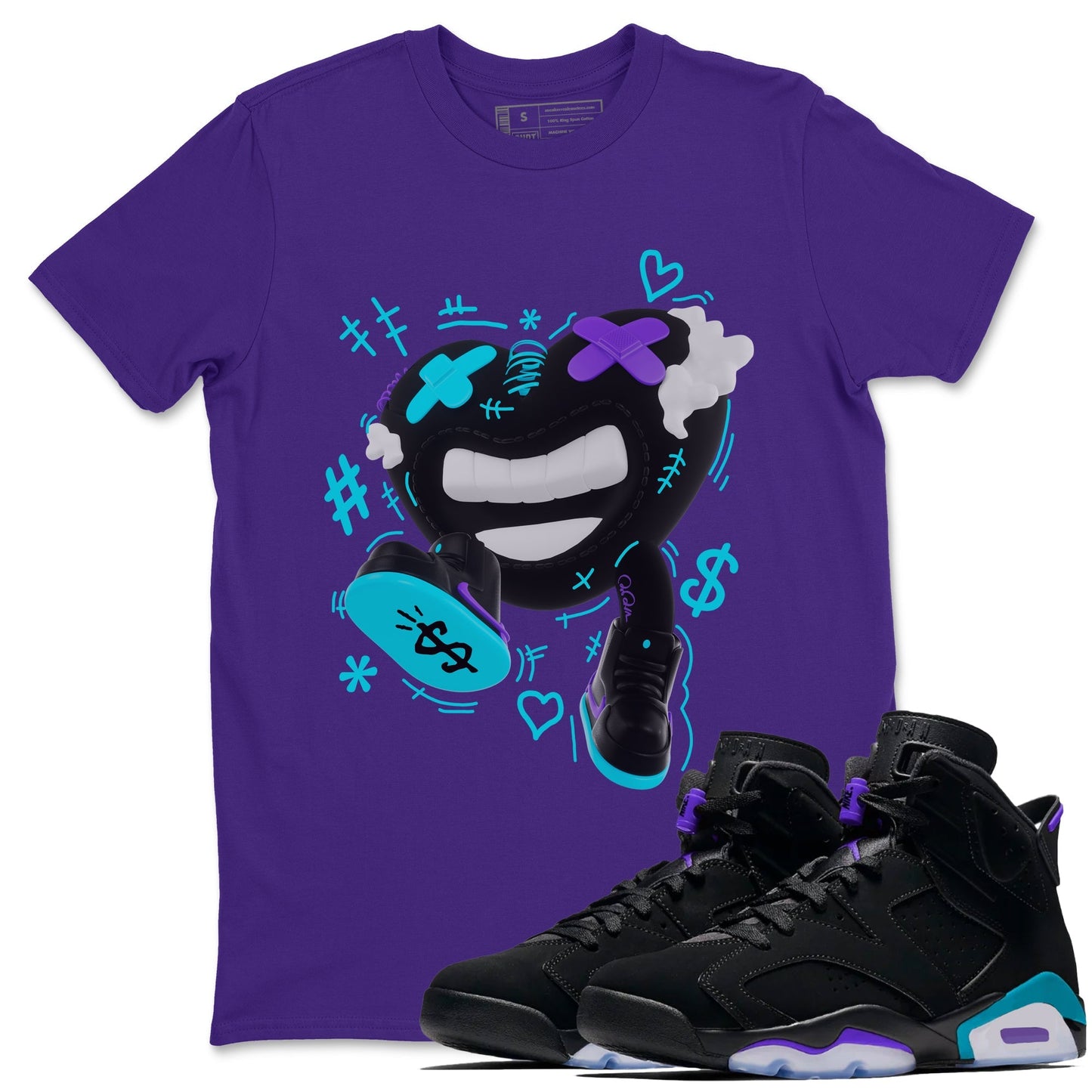 Air Jordan 6 Aqua shirt to match jordans Walk In Love Streetwear Sneaker Shirt AJ6 Aqua Drip Gear Zone Sneaker Matching Clothing Unisex Purple 1 T-Shirt