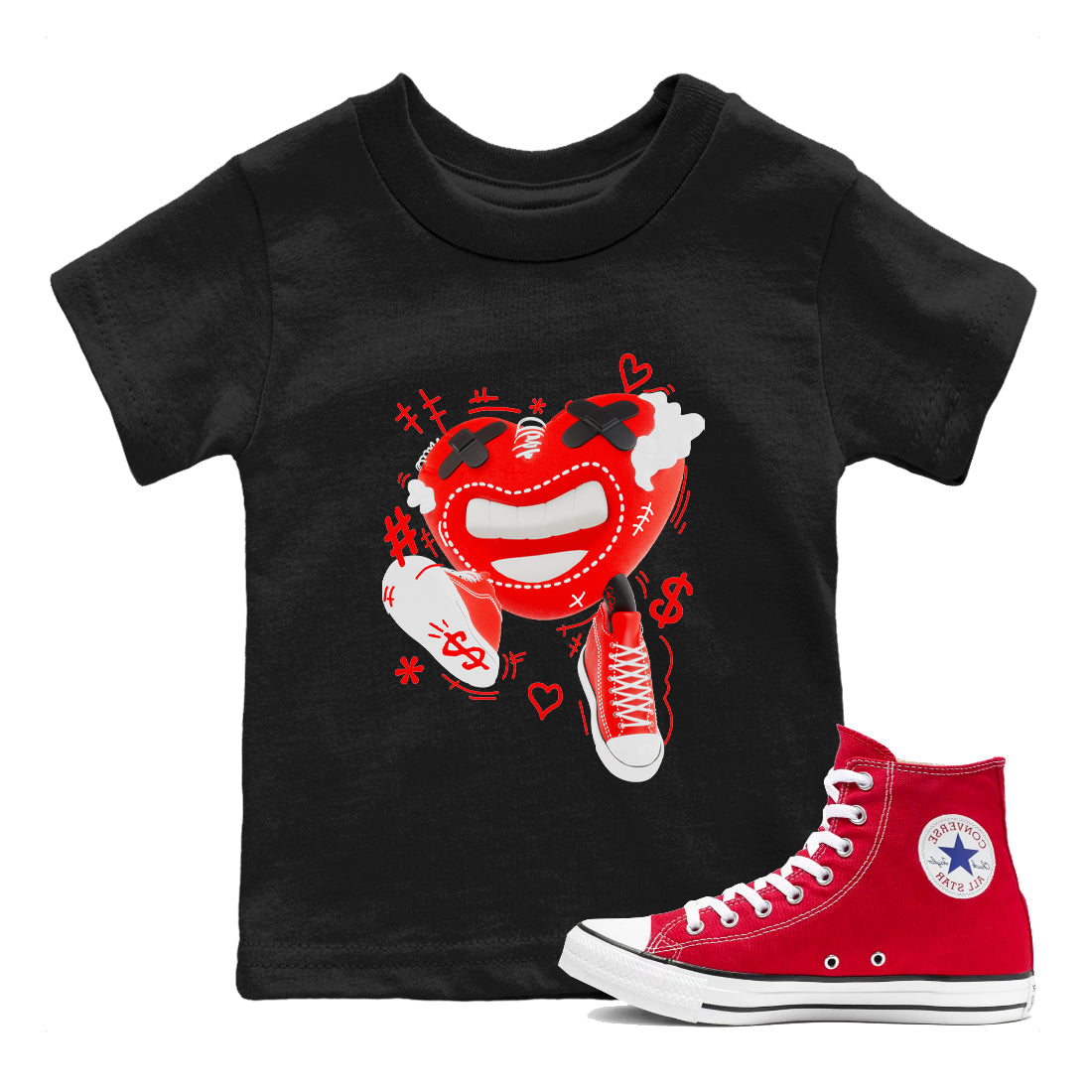 Converse High Top Red shirt to match sneakers Walk In Love sneaker tees Shoes Match Converse High Top Red Drip Gear Zone Sneaker Tee Baby Toddler Black 1 T-Shirt