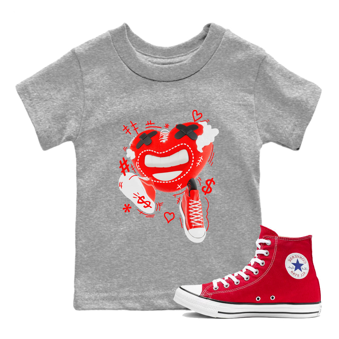 Converse High Top Red shirt to match sneakers Walk In Love sneaker tees Shoes Match Converse High Top Red Drip Gear Zone Sneaker Tee Baby Toddler Heather Grey 1 T-Shirt