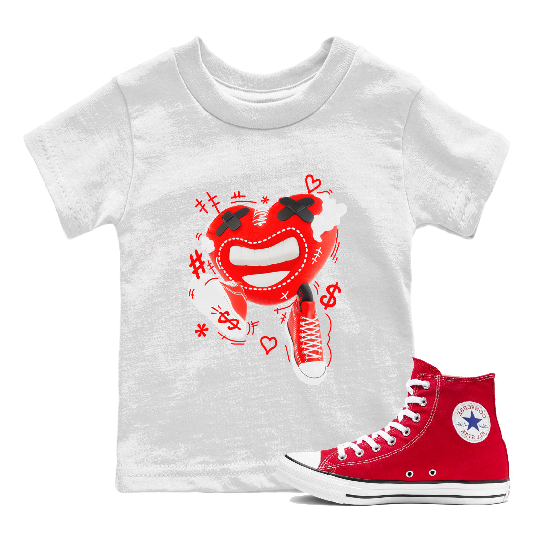 Converse High Top Red shirt to match sneakers Walk In Love sneaker tees Shoes Match Converse High Top Red Drip Gear Zone Sneaker Tee Baby Toddler White 1 T-Shirt