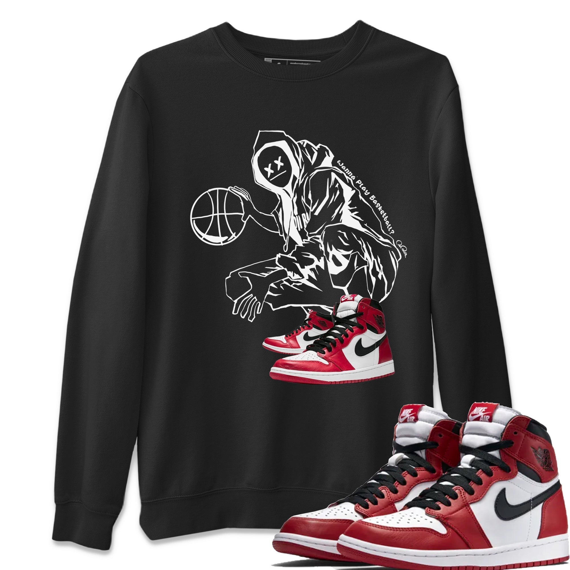 Air Jordan 1 Cicago shirt to match jordans Wanna Play Basketball Streetwear Sneaker Shirt AJ1 Chicago Drip Gear Zone Sneaker Matching Clothing Unisex Black 1 T-Shirt
