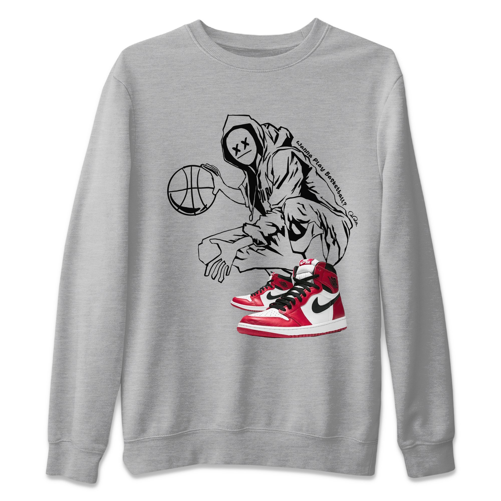 Air Jordan 1 Cicago shirt to match jordans Wanna Play Basketball Streetwear Sneaker Shirt AJ1 Cicago Drip Gear Zone Sneaker Matching Clothing Unisex Heather Grey 2 T-Shirt