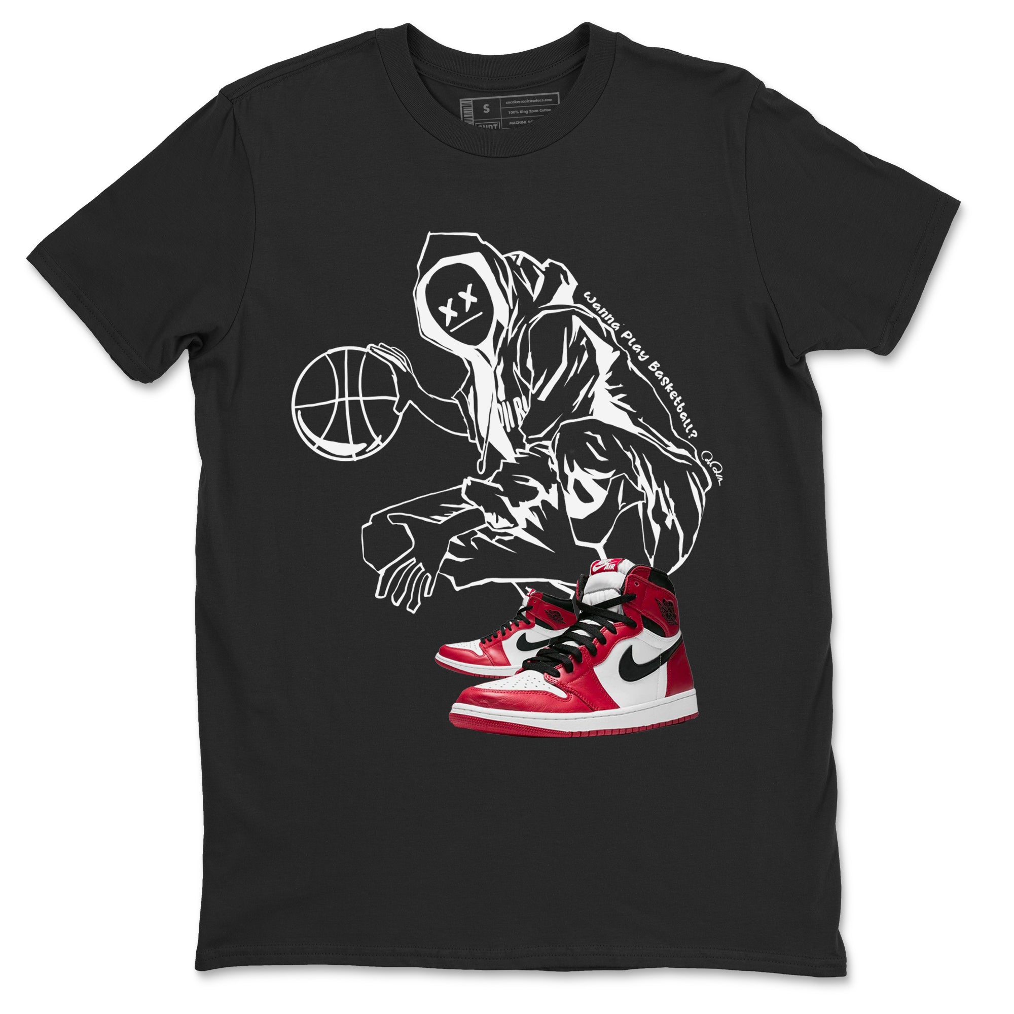 Air Jordan 1 Chicago shirt to match jordans Wanna Play Basketball Streetwear Sneaker Shirt AJ1 Cicago Drip Gear Zone Sneaker Matching Clothing Unisex Black 2 T-Shirt