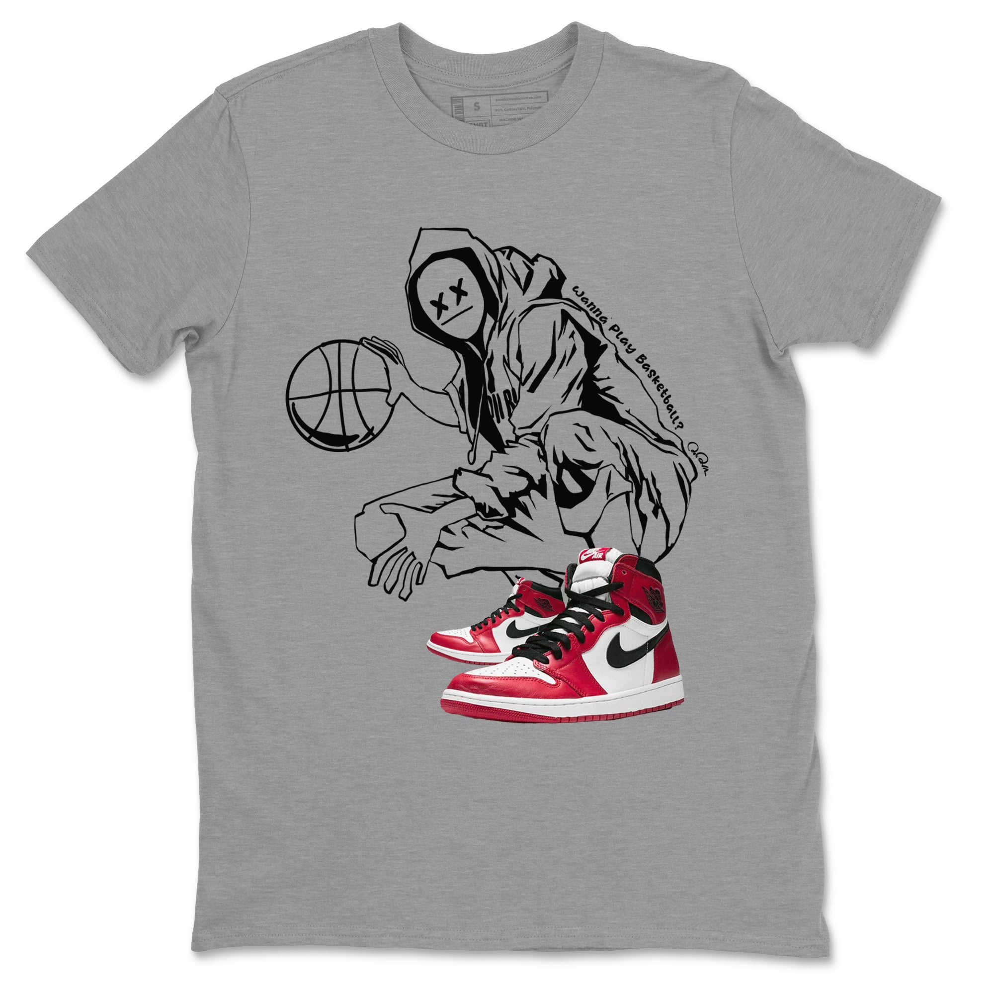 Air Jordan 1 Chicago shirt to match jordans Wanna Play Basketball Streetwear Sneaker Shirt AJ1 Cicago Drip Gear Zone Sneaker Matching Clothing Unisex Heather Grey 2 T-Shirt