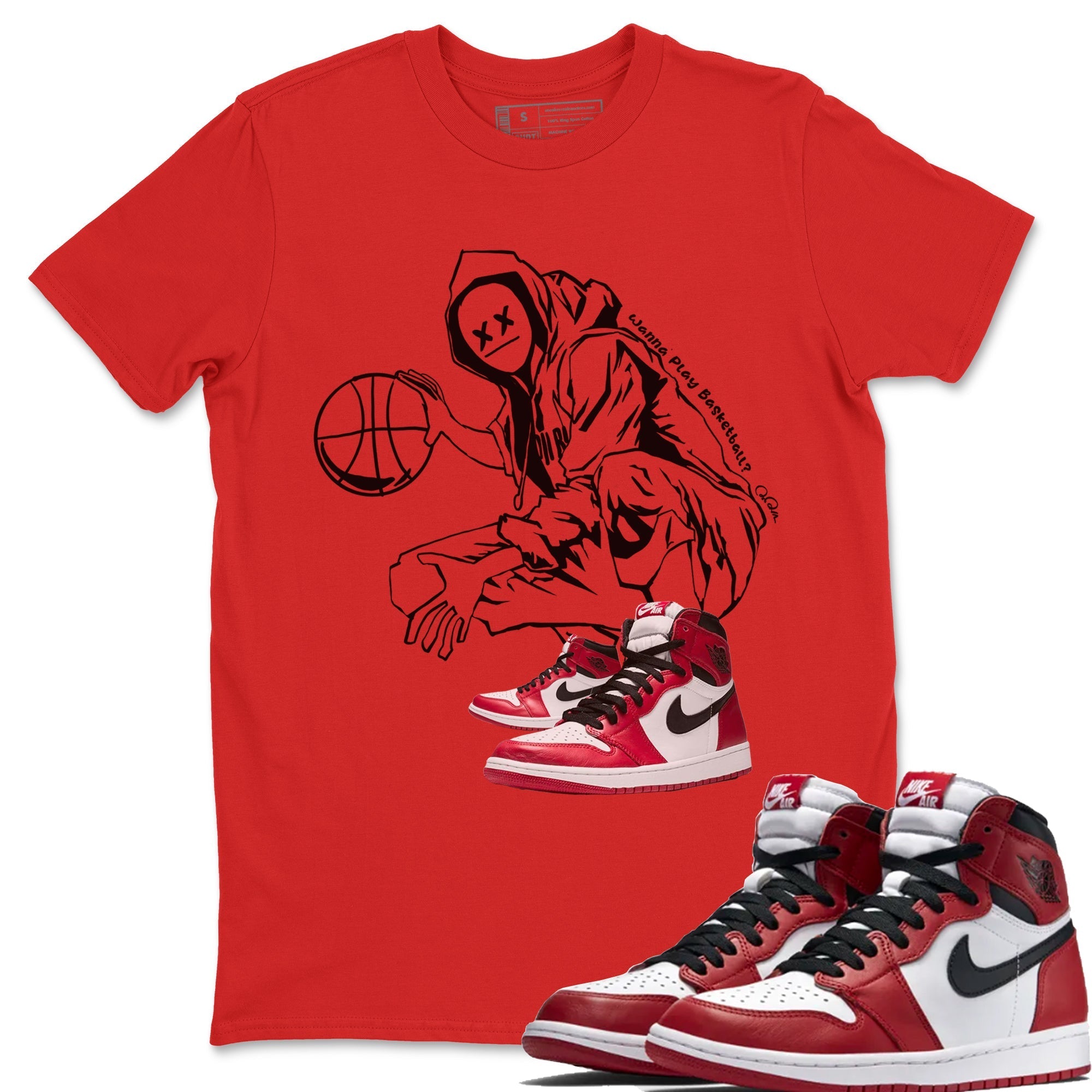 Air Jordan 1 Chicago shirt to match jordans Wanna Play Basketball Streetwear Sneaker Shirt AJ1 Cicago Drip Gear Zone Sneaker Matching Clothing Unisex Red 1 T-Shirt
