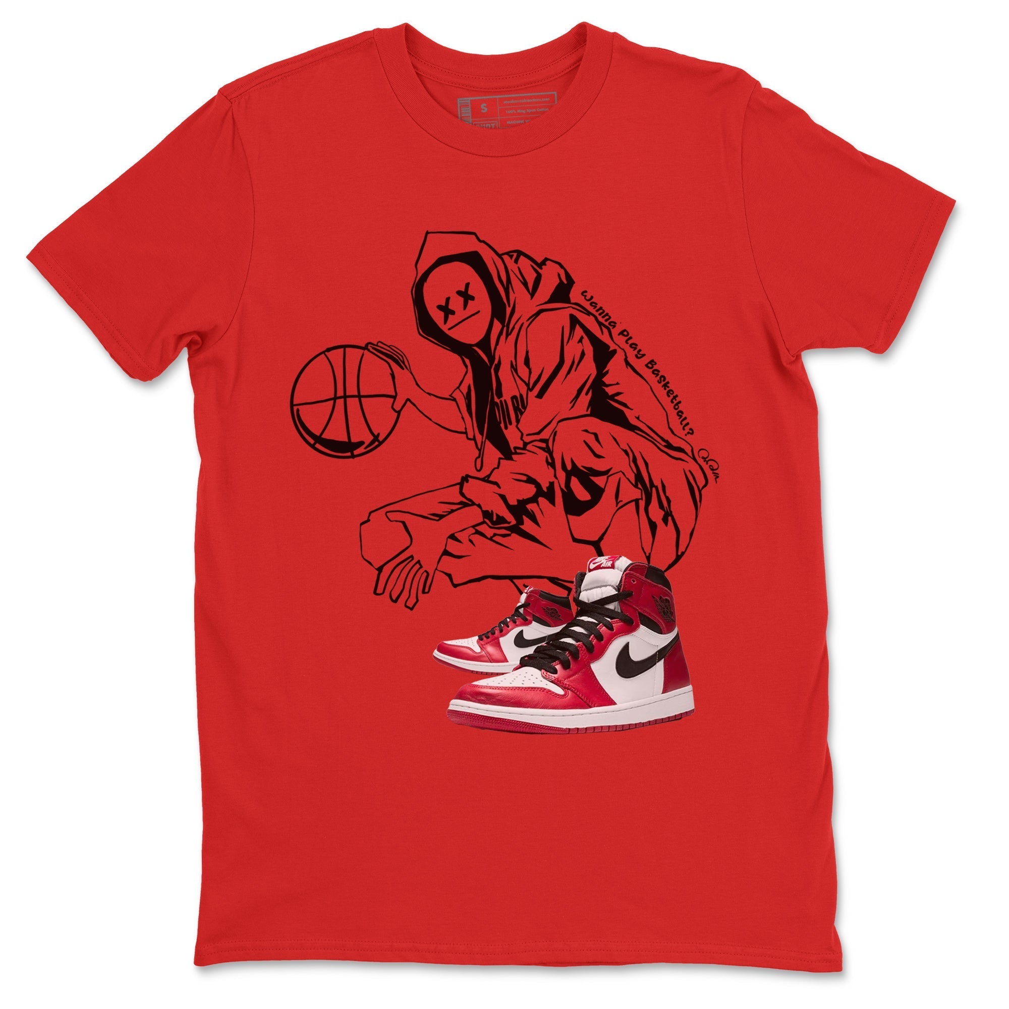 Air Jordan 1 Chicago shirt to match jordans Wanna Play Basketball Streetwear Sneaker Shirt AJ1 Cicago Drip Gear Zone Sneaker Matching Clothing Unisex Red 2 T-Shirt