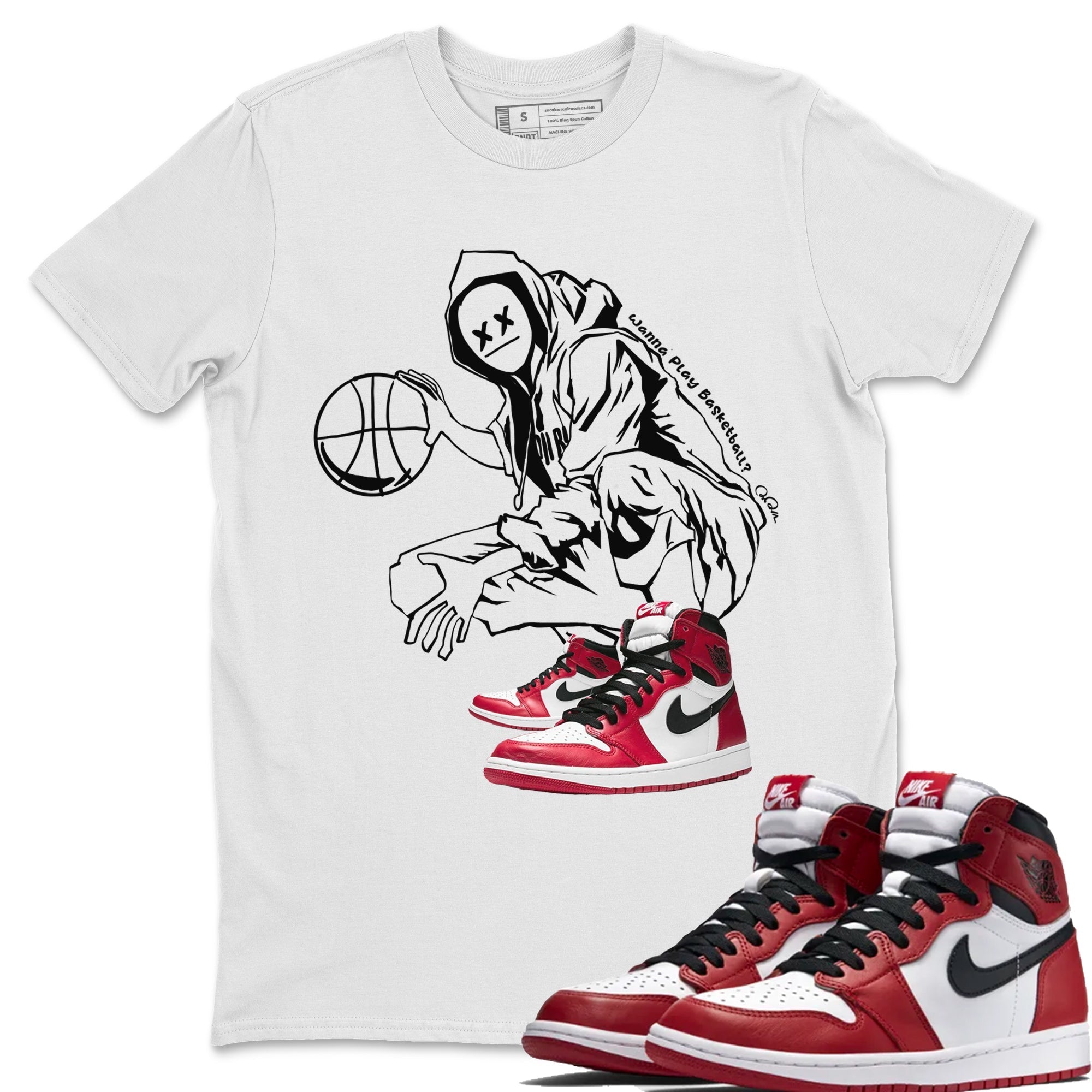 Air Jordan 1 Chicago shirt to match jordans Wanna Play Basketball Streetwear Sneaker Shirt AJ1 Cicago Drip Gear Zone Sneaker Matching Clothing Unisex White 1 T-Shirt
