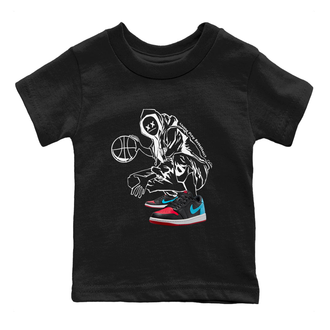 Air Jordan 1 UNC to Chicago shirt to match jordans Wanna Play Basketball Streetwear Sneaker Shirt AJ1 UNC to Chicago Drip Gear Zone Sneaker Matching Clothing Baby Toddler Black 2 T-Shirt
