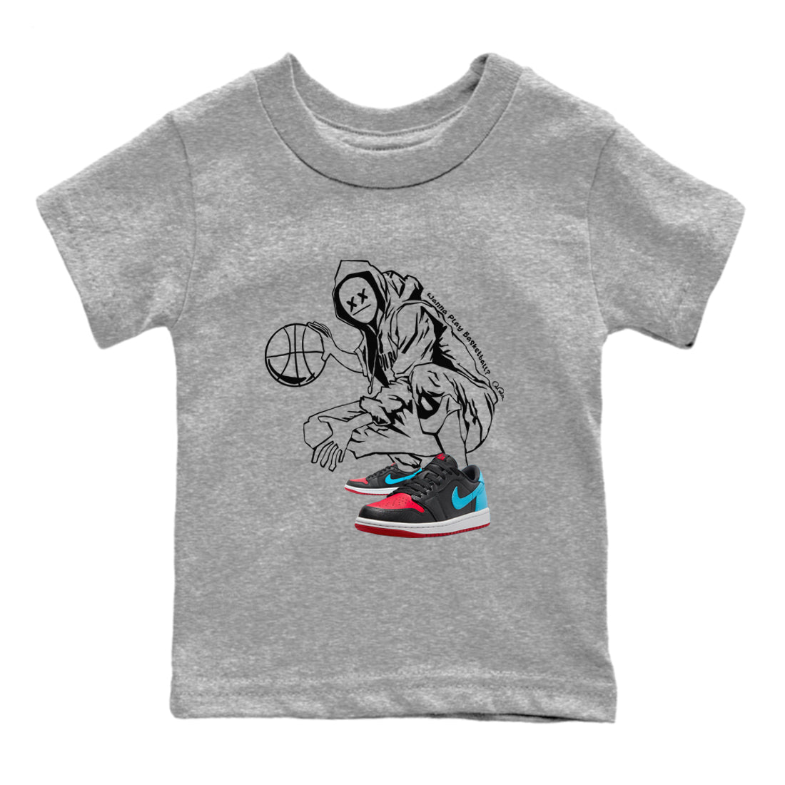 Air Jordan 1 UNC to Chicago shirt to match jordans Wanna Play Basketball Streetwear Sneaker Shirt AJ1 UNC to Chicago Drip Gear Zone Sneaker Matching Clothing Baby Toddler Heather Grey 2 T-Shirt