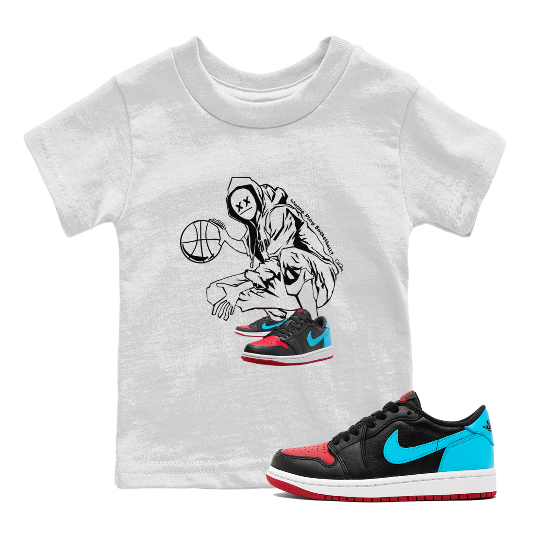 Air Jordan 1 UNC to Chicago shirt to match jordans Wanna Play Basketball Streetwear Sneaker Shirt AJ1 UNC to Chicago Drip Gear Zone Sneaker Matching Clothing Baby Toddler White 1 T-Shirt