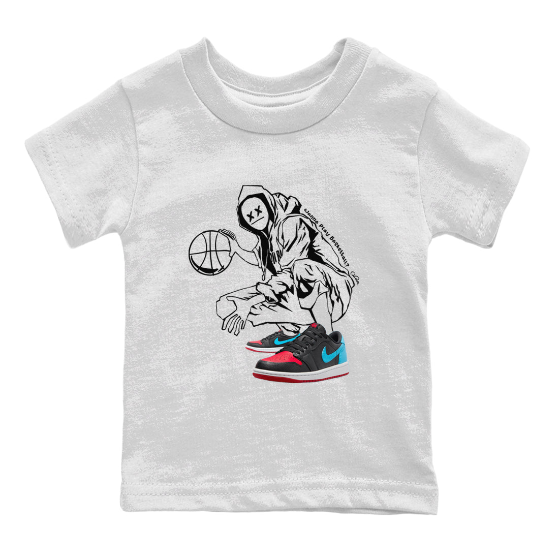 Air Jordan 1 UNC to Chicago shirt to match jordans Wanna Play Basketball Streetwear Sneaker Shirt AJ1 UNC to Chicago Drip Gear Zone Sneaker Matching Clothing Baby Toddler White 2 T-Shirt