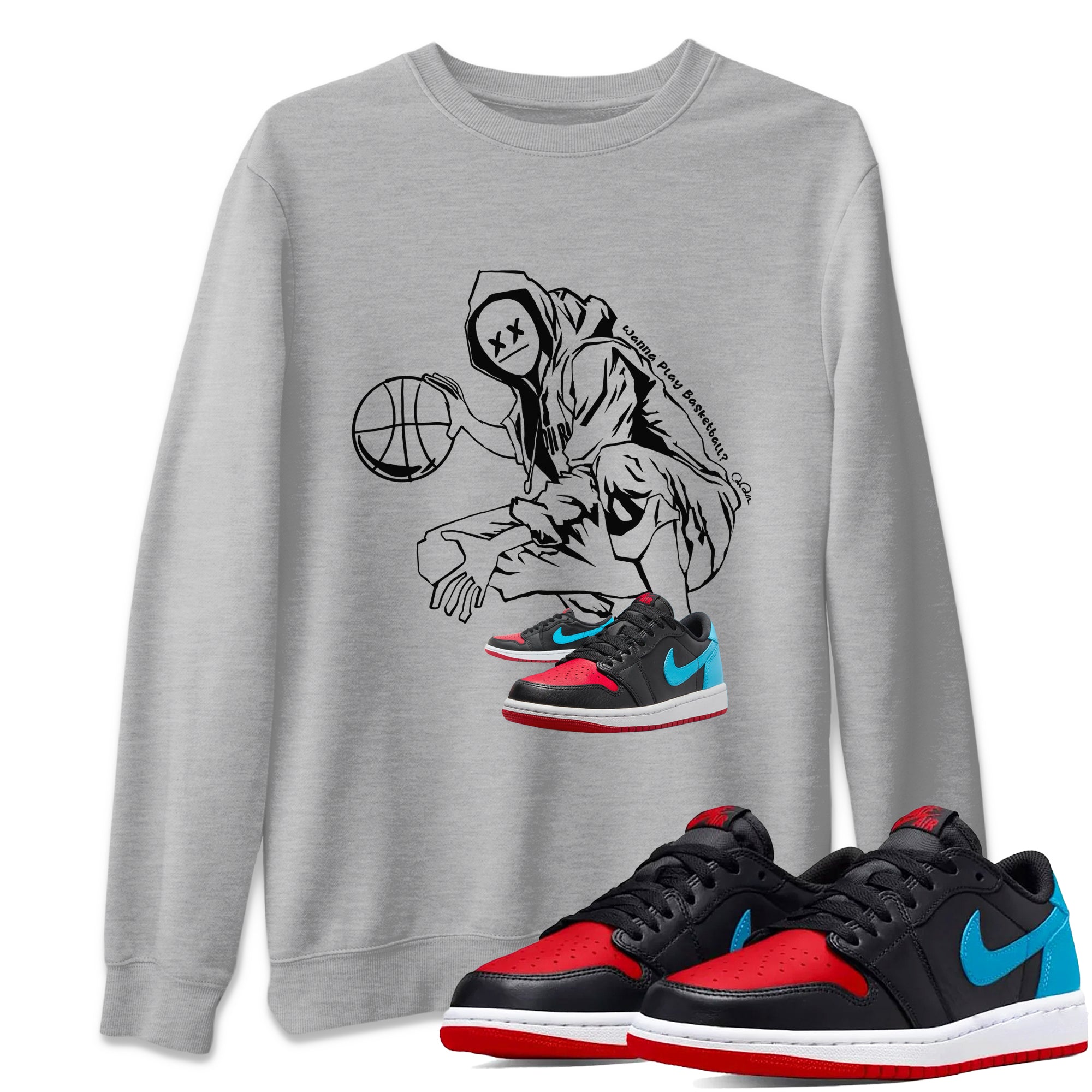 Air Jordan 1 UNC to Chicago shirt to match jordans Wanna Play Basketball Streetwear Sneaker Shirt AJ1 UNC to Chicago Drip Gear Zone Sneaker Matching Clothing Unisex Heather Grey 1 T-Shirt