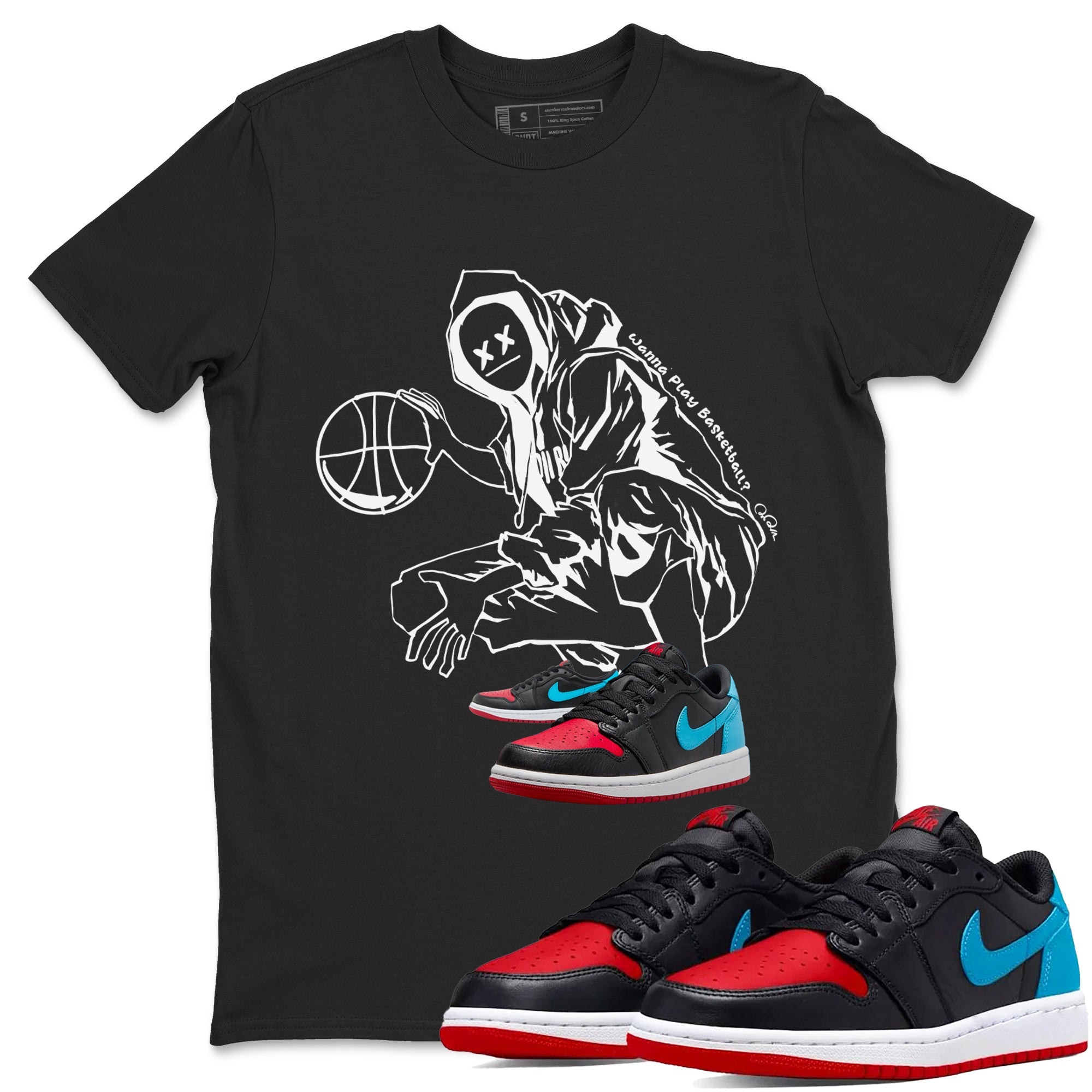 Air Jordan 1 UNC to Chicago shirt to match jordans Wanna Play Basketball Streetwear Sneaker Shirt AJ1 UNC to Chicago Drip Gear Zone Sneaker Matching Clothing Unisex Black 1 T-Shirt