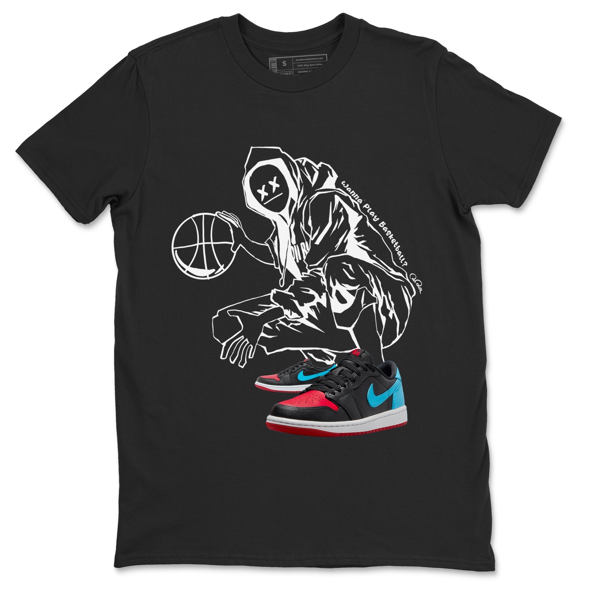 Air Jordan 1 UNC to Chicago shirt to match jordans Wanna Play Basketball Streetwear Sneaker Shirt AJ1 UNC to Chicago Drip Gear Zone Sneaker Matching Clothing Unisex Black 2 T-Shirt