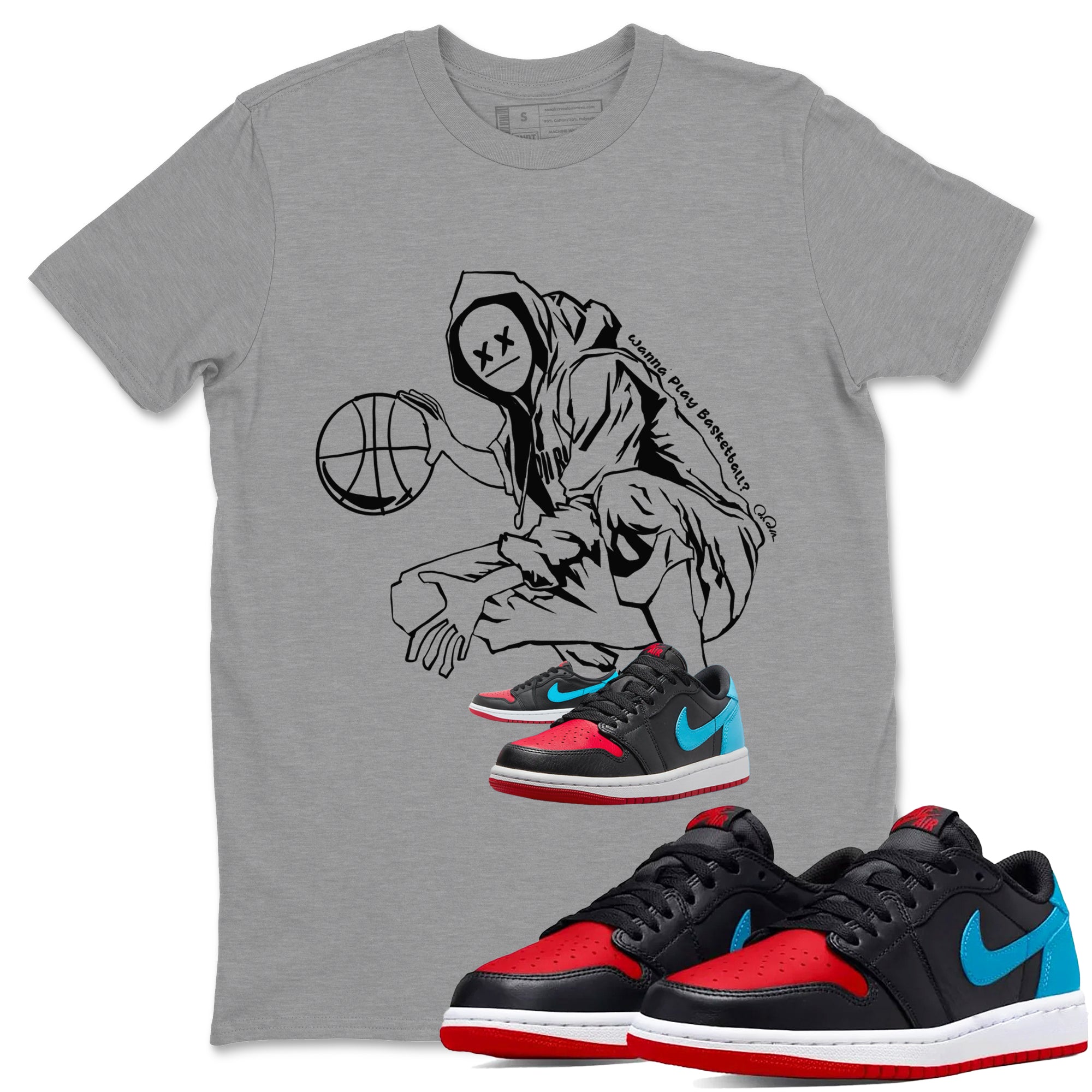 Air Jordan 1 UNC to Chicago shirt to match jordans Wanna Play Basketball Streetwear Sneaker Shirt AJ1 UNC to Chicago Drip Gear Zone Sneaker Matching Clothing Unisex Heather Grey 1 T-Shirt