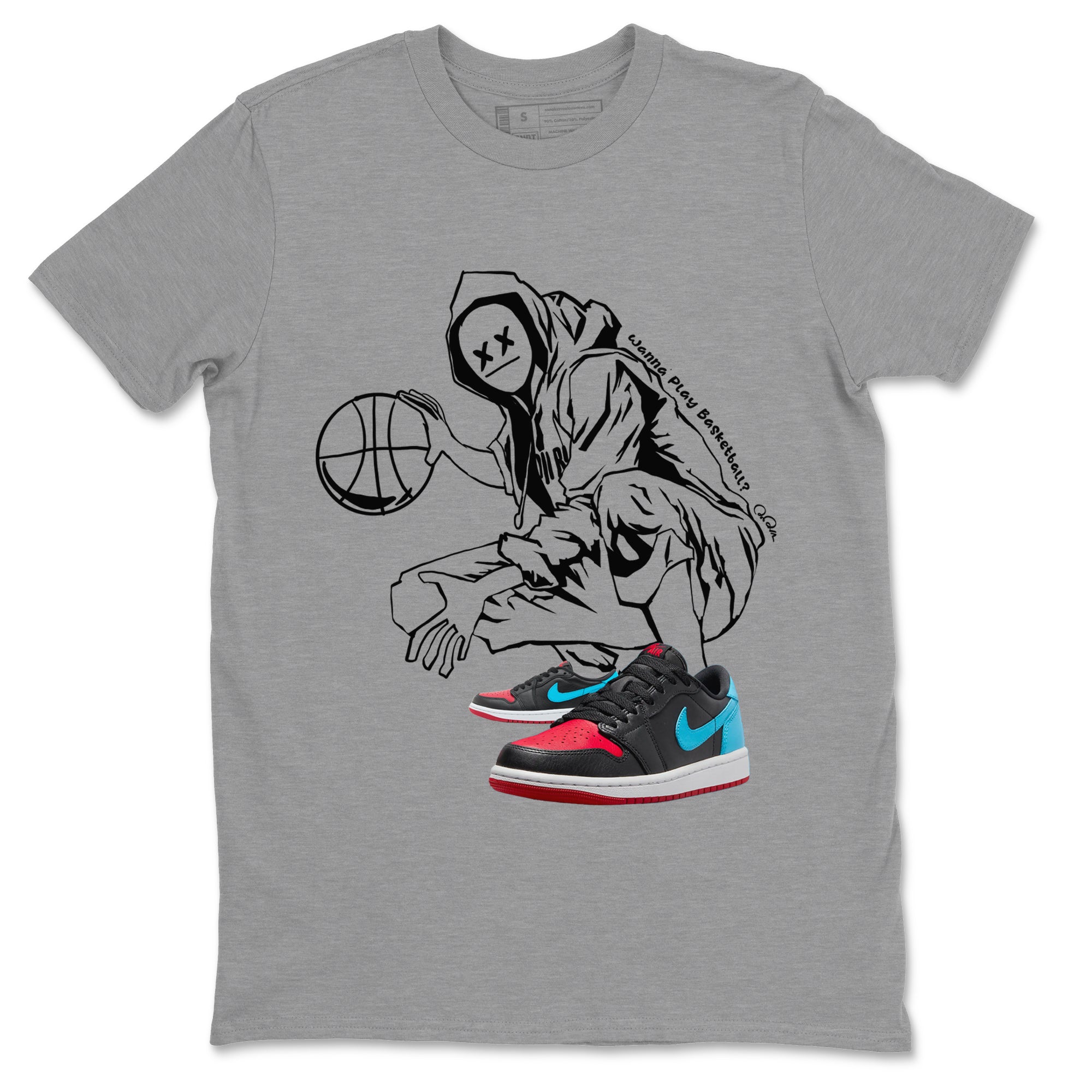 Air Jordan 1 UNC to Chicago shirt to match jordans Wanna Play Basketball Streetwear Sneaker Shirt AJ1 UNC to Chicago Drip Gear Zone Sneaker Matching Clothing Unisex Heather Grey 2 T-Shirt