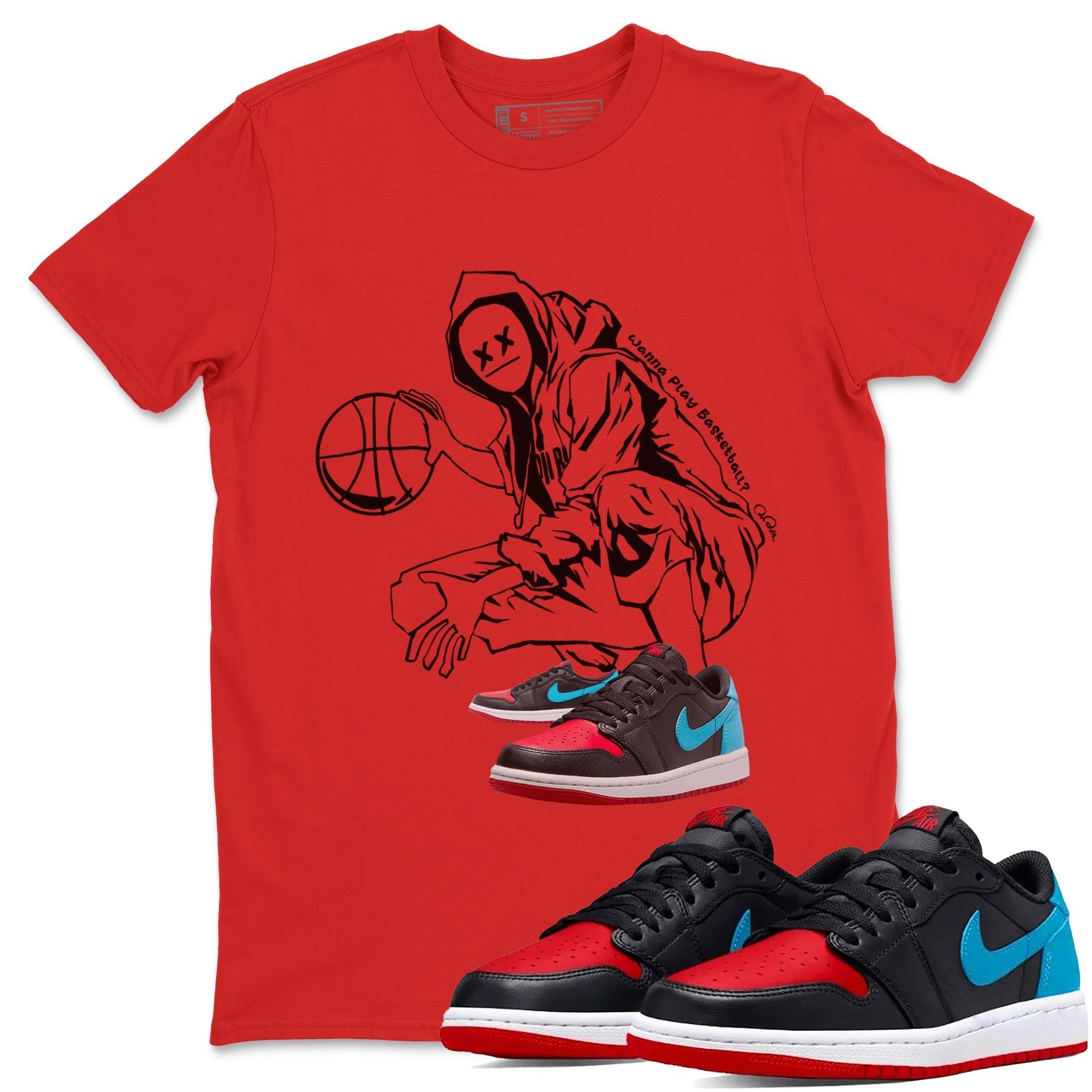 Air Jordan 1 UNC to Chicago shirt to match jordans Wanna Play Basketball Streetwear Sneaker Shirt AJ1 UNC to Chicago Drip Gear Zone Sneaker Matching Clothing Unisex Red 1 T-Shirt