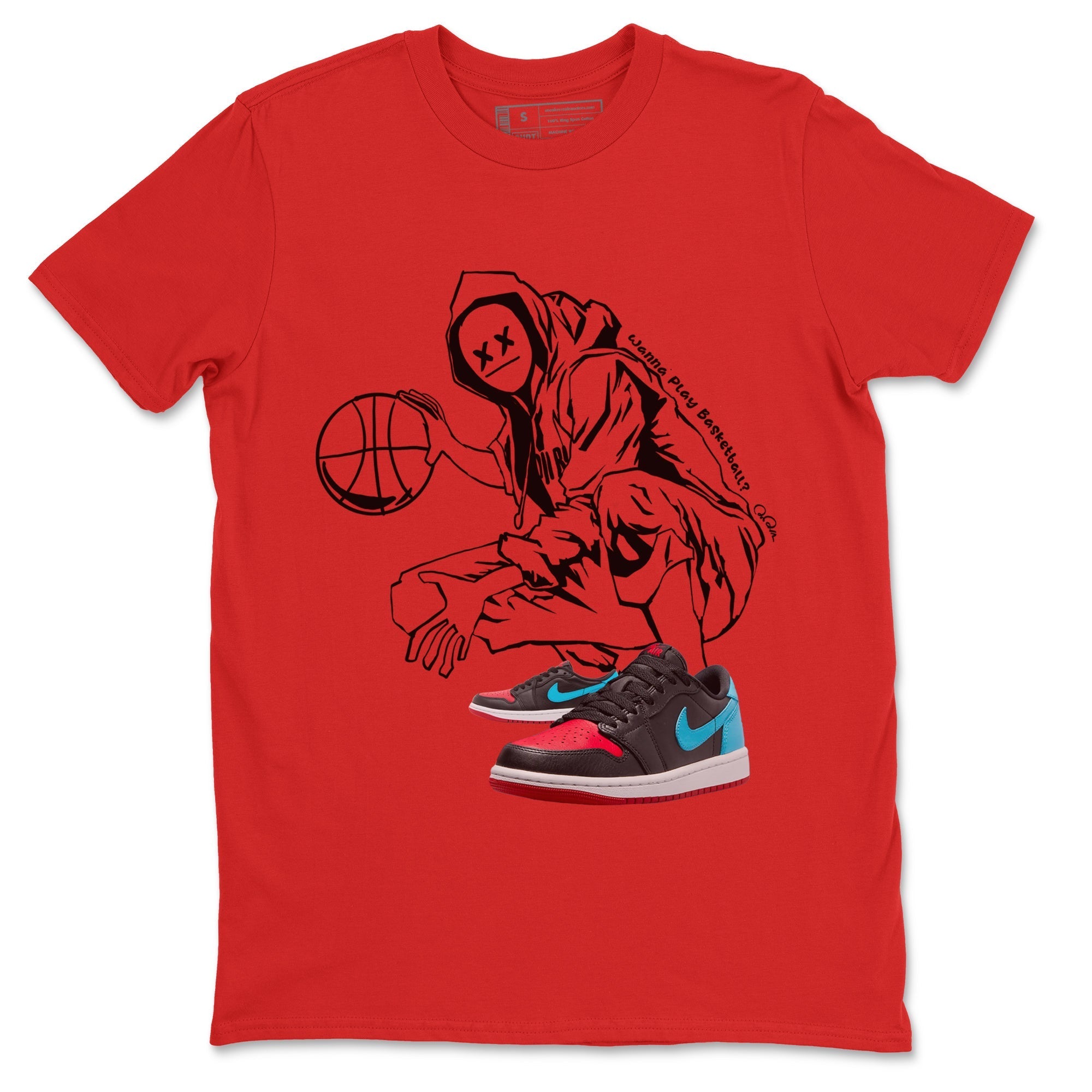 Air Jordan 1 UNC to Chicago shirt to match jordans Wanna Play Basketball Streetwear Sneaker Shirt AJ1 UNC to Chicago Drip Gear Zone Sneaker Matching Clothing Unisex Red 2 T-Shirt