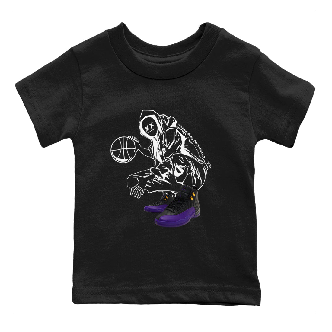 Air Jordan 12 Field Purple shirt to match jordans Wanna Play Basketball Streetwear Sneaker Shirt AJ12 Field Purple Drip Gear Zone Sneaker Matching Clothing Baby Toddler Black 2 T-Shirt