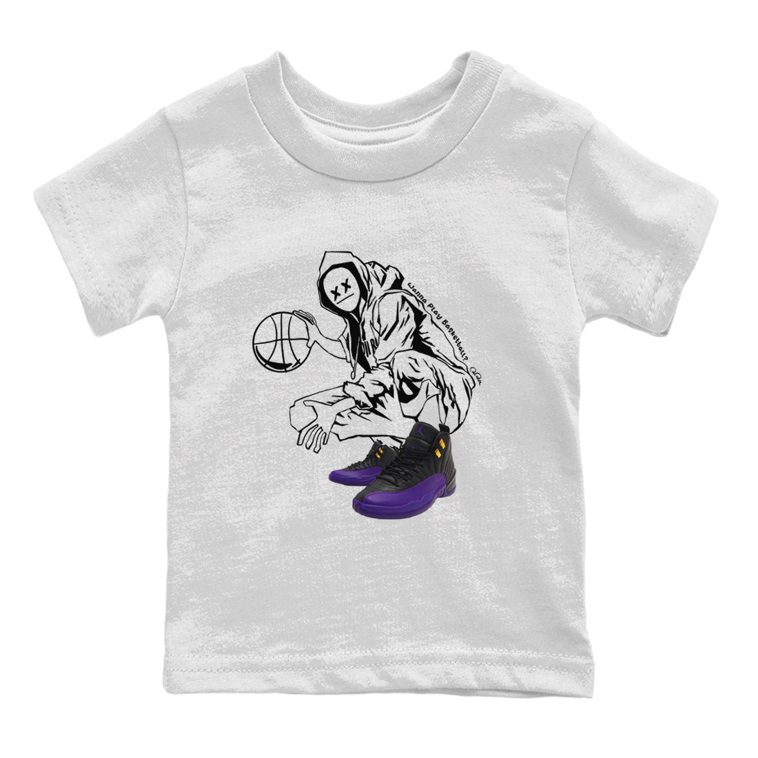 Air Jordan 12 Field Purple shirt to match jordans Wanna Play Basketball Streetwear Sneaker Shirt AJ12 Field Purple Drip Gear Zone Sneaker Matching Clothing Baby Toddler White 2 T-Shirt