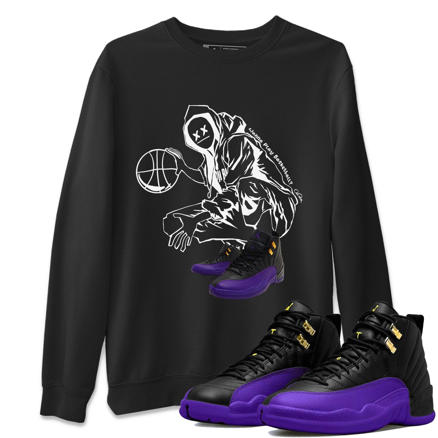 Air Jordan 12 Field Purple shirt to match jordans Wanna Play Basketball Streetwear Sneaker Shirt AJ12 Field Purple Drip Gear Zone Sneaker Matching Clothing Unisex Black 1 T-Shirt