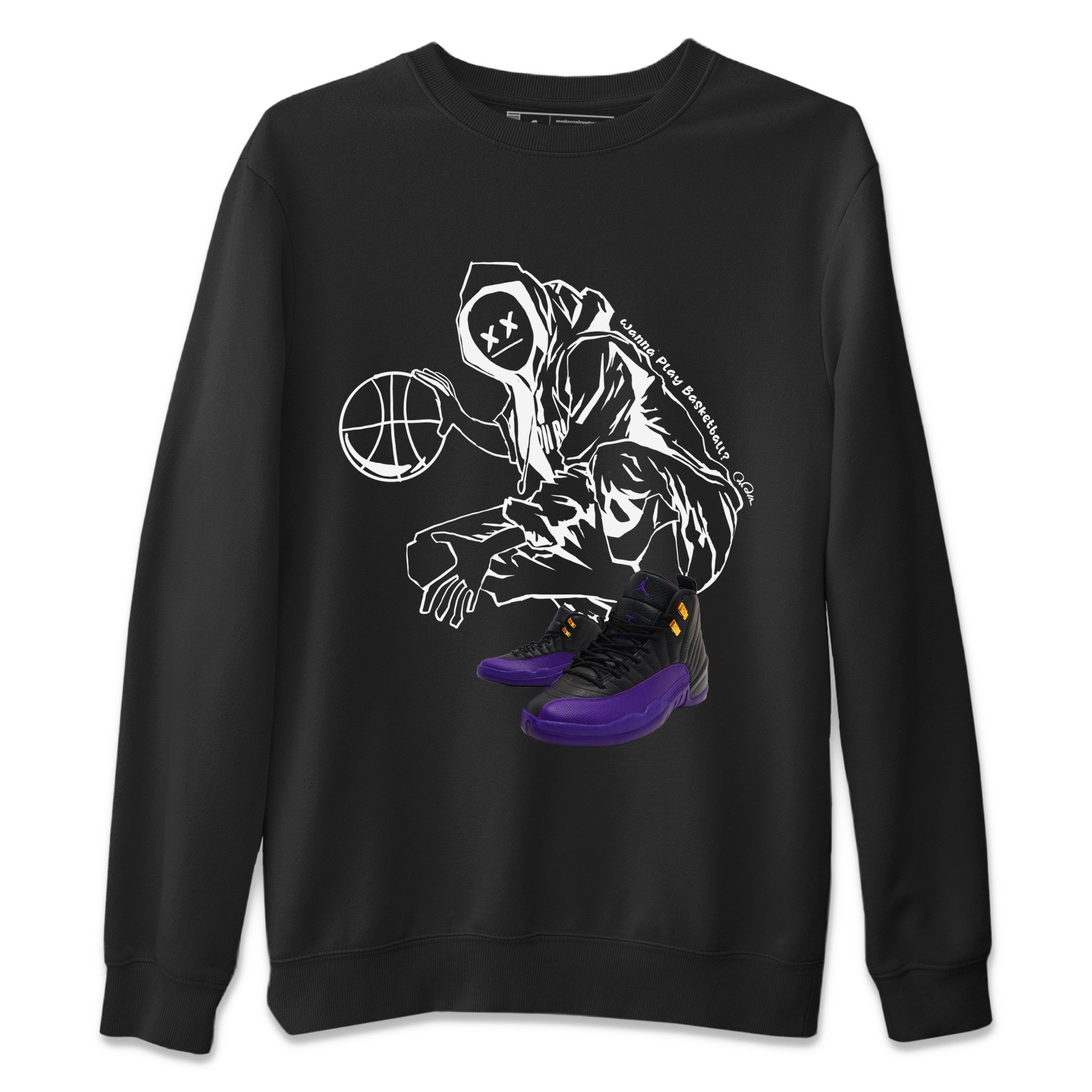 Air Jordan 12 Field Purple shirt to match jordans Wanna Play Basketball Streetwear Sneaker Shirt AJ12 Field Purple Drip Gear Zone Sneaker Matching Clothing Unisex Black 2 T-Shirt