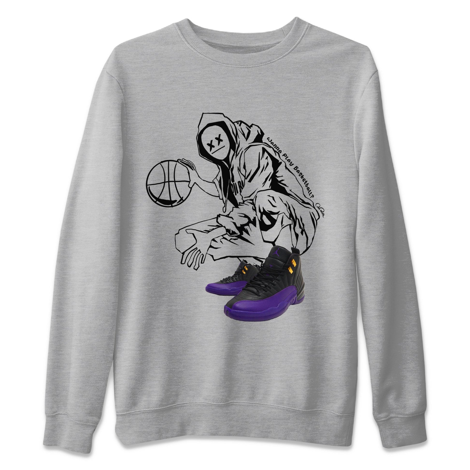 Air Jordan 12 Field Purple shirt to match jordans Wanna Play Basketball Streetwear Sneaker Shirt AJ12 Field Purple Drip Gear Zone Sneaker Matching Clothing Unisex Heather Grey 2 T-Shirt