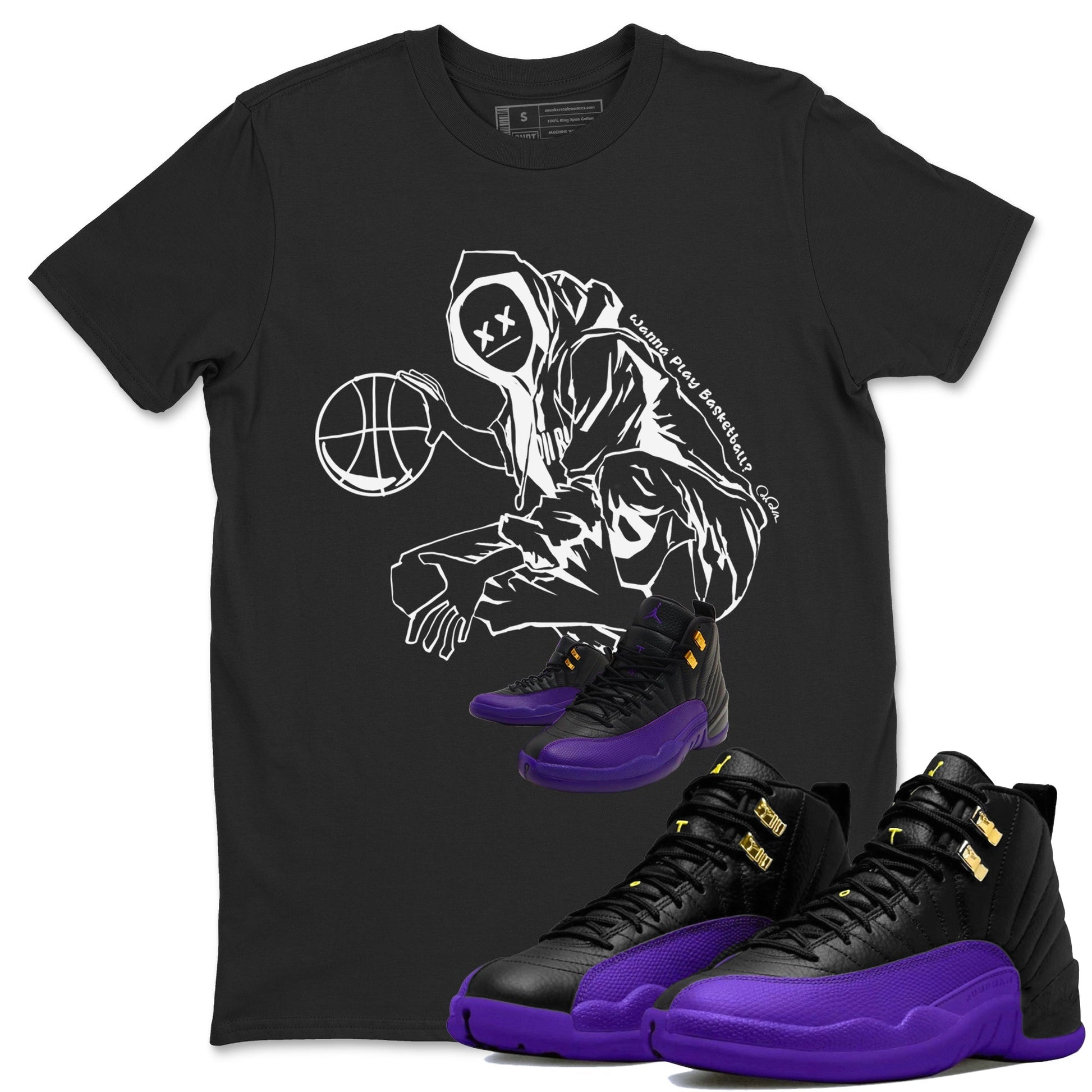 Air Jordan 12 Field Purple shirt to match jordans Wanna Play Basketball Streetwear Sneaker Shirt AJ12 Field Purple Drip Gear Zone Sneaker Matching Clothing Unisex Black 1 T-Shirt