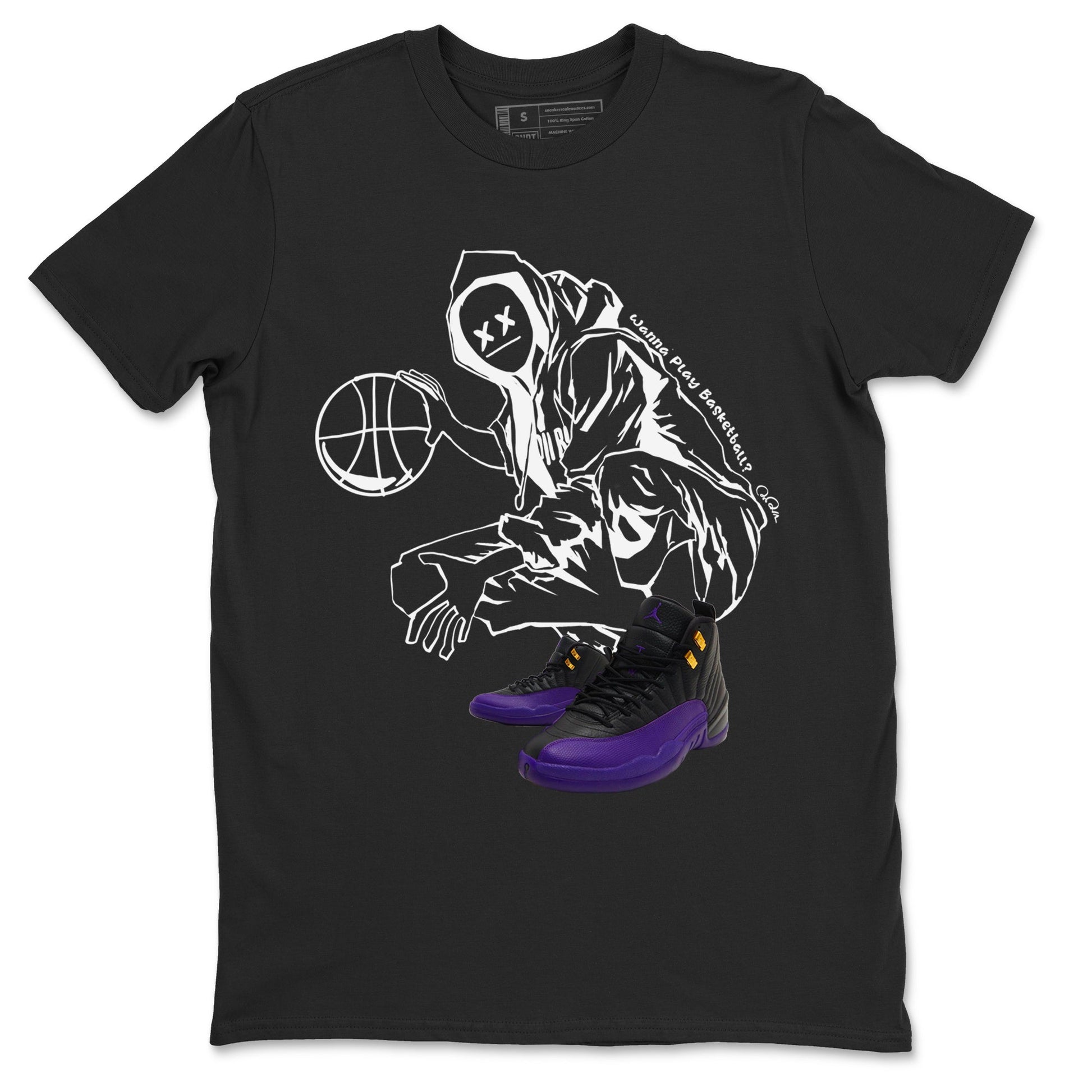 Air Jordan 12 Field Purple shirt to match jordans Wanna Play Basketball Streetwear Sneaker Shirt AJ12 Field Purple Drip Gear Zone Sneaker Matching Clothing Unisex Black 2 T-Shirt