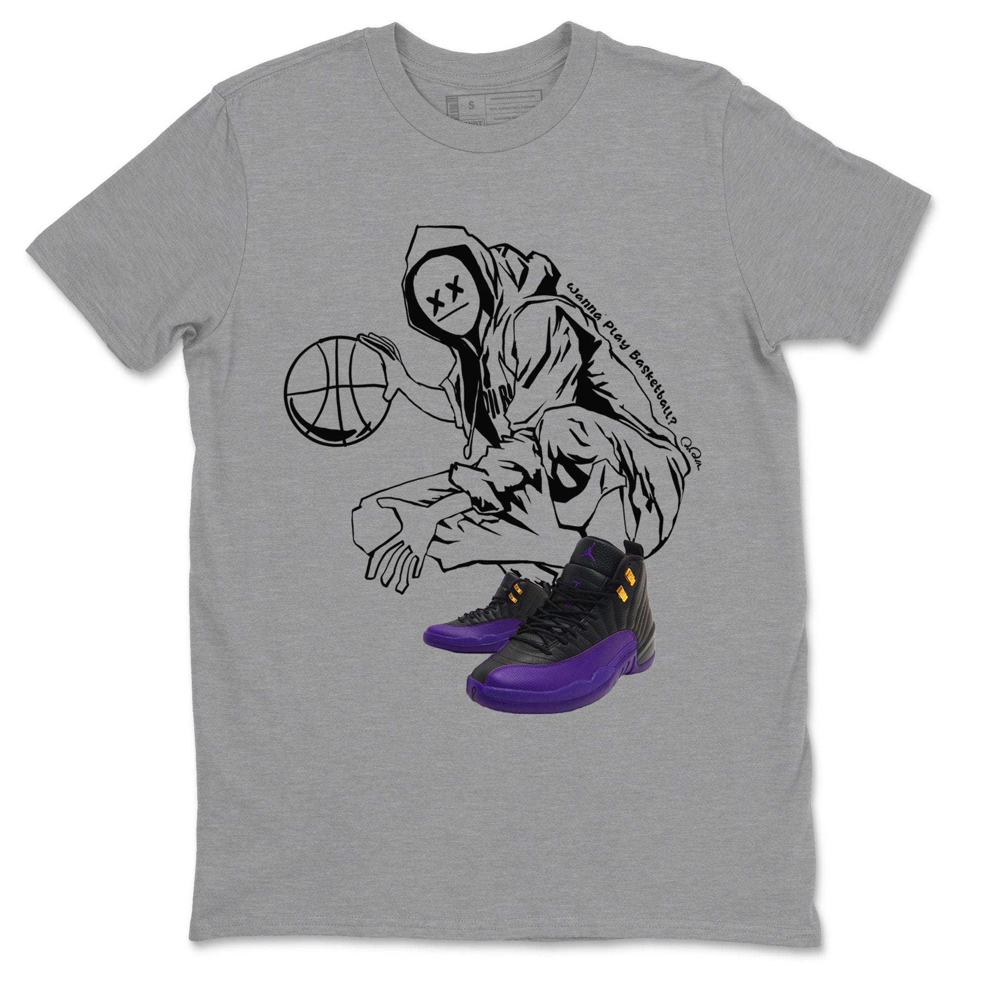 Air Jordan 12 Field Purple shirt to match jordans Wanna Play Basketball Streetwear Sneaker Shirt AJ12 Field Purple Drip Gear Zone Sneaker Matching Clothing Unisex Heather Grey 2 T-Shirt