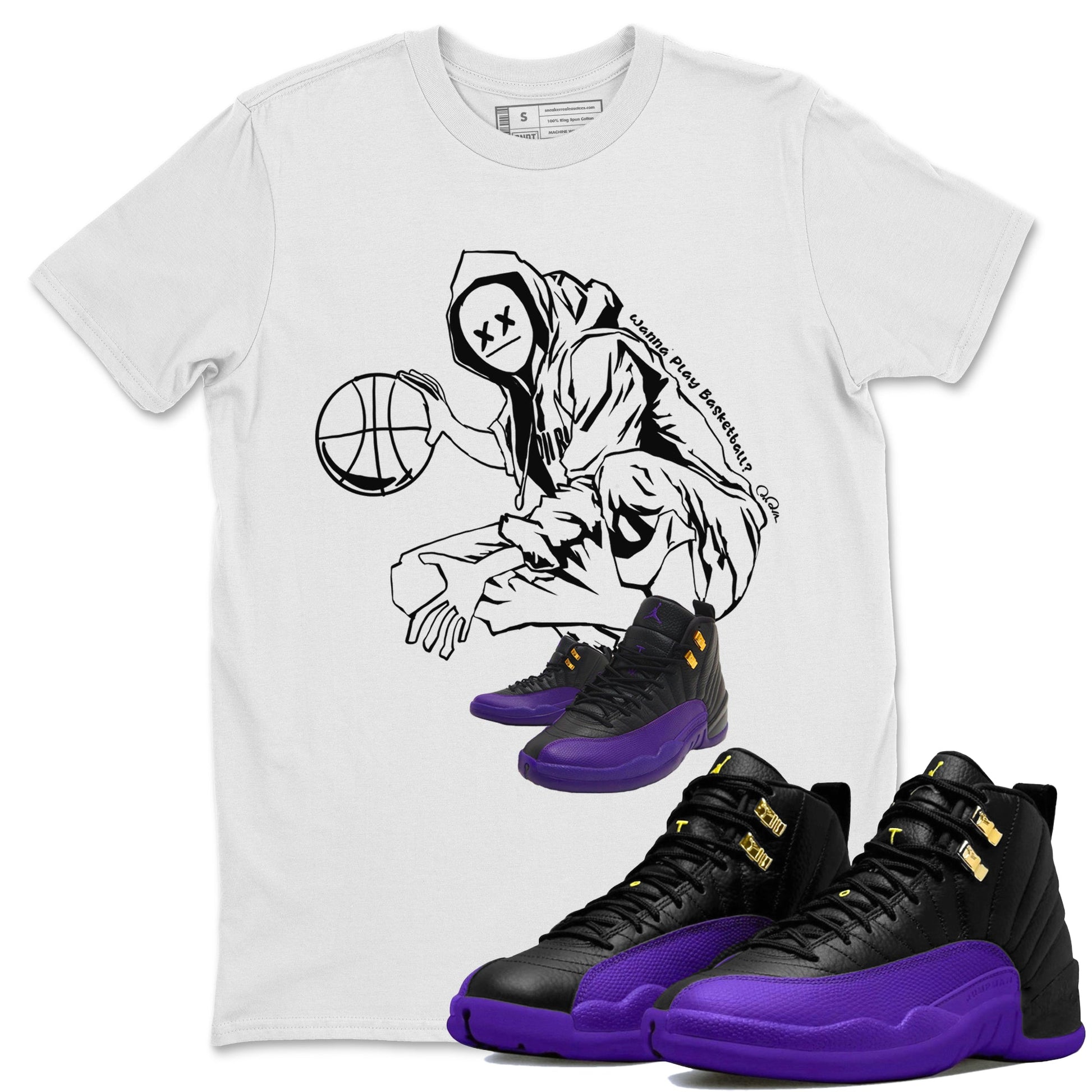 Air Jordan 12 Field Purple shirt to match jordans Wanna Play Basketball Streetwear Sneaker Shirt AJ12 Field Purple Drip Gear Zone Sneaker Matching Clothing Unisex White 1 T-Shirt