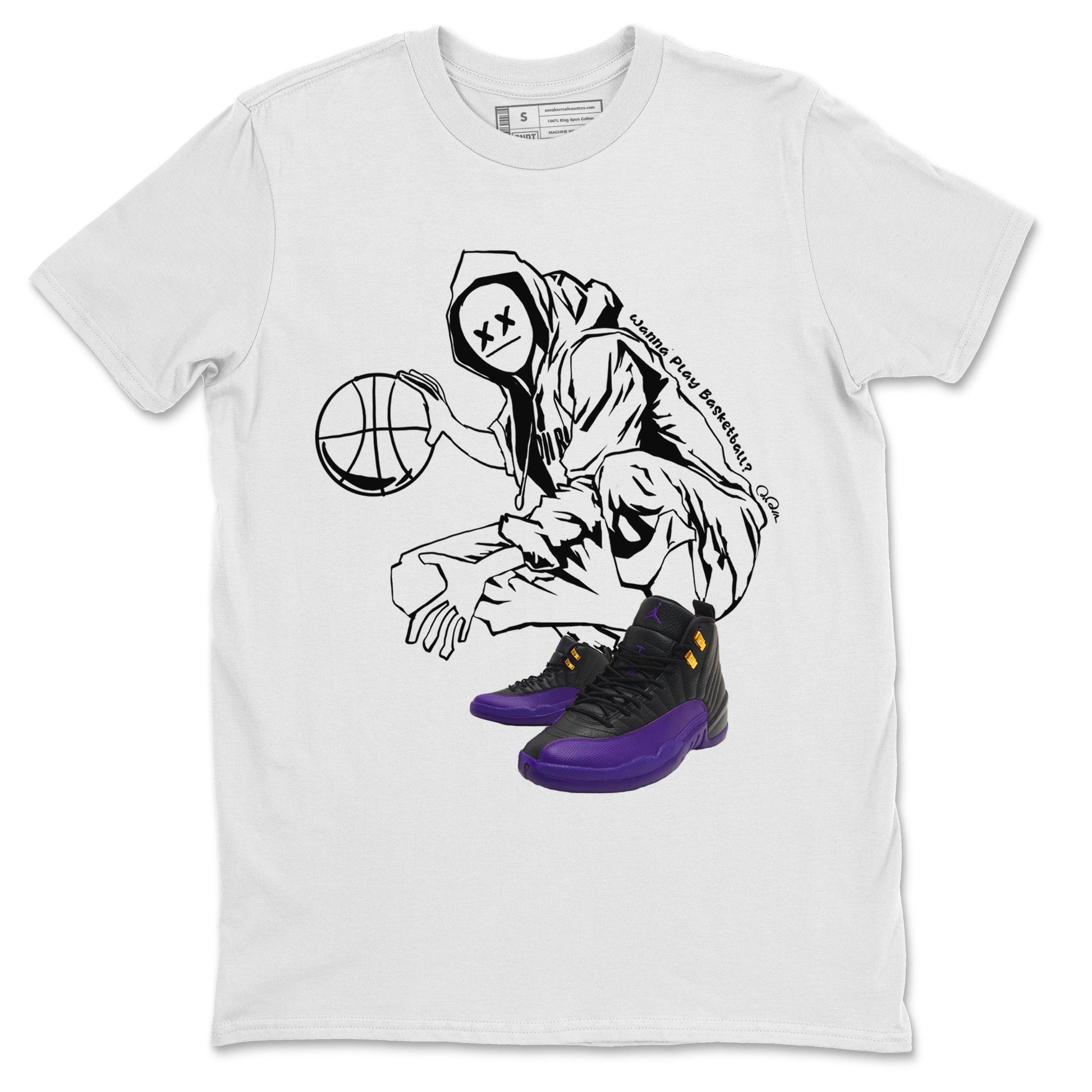 Air Jordan 12 Field Purple shirt to match jordans Wanna Play Basketball Streetwear Sneaker Shirt AJ12 Field Purple Drip Gear Zone Sneaker Matching Clothing Unisex White 2 T-Shirt