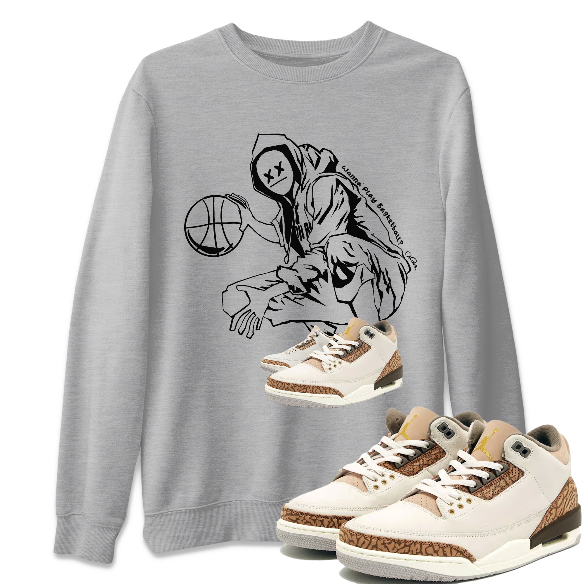 Air Jordan 3 Palomino shirt to match jordans Wanna Play Basketball Streetwear Sneaker Shirt AJ3 Palomino Drip Gear Zone Sneaker Matching Clothing Unisex Heather Grey 1 T-Shirt