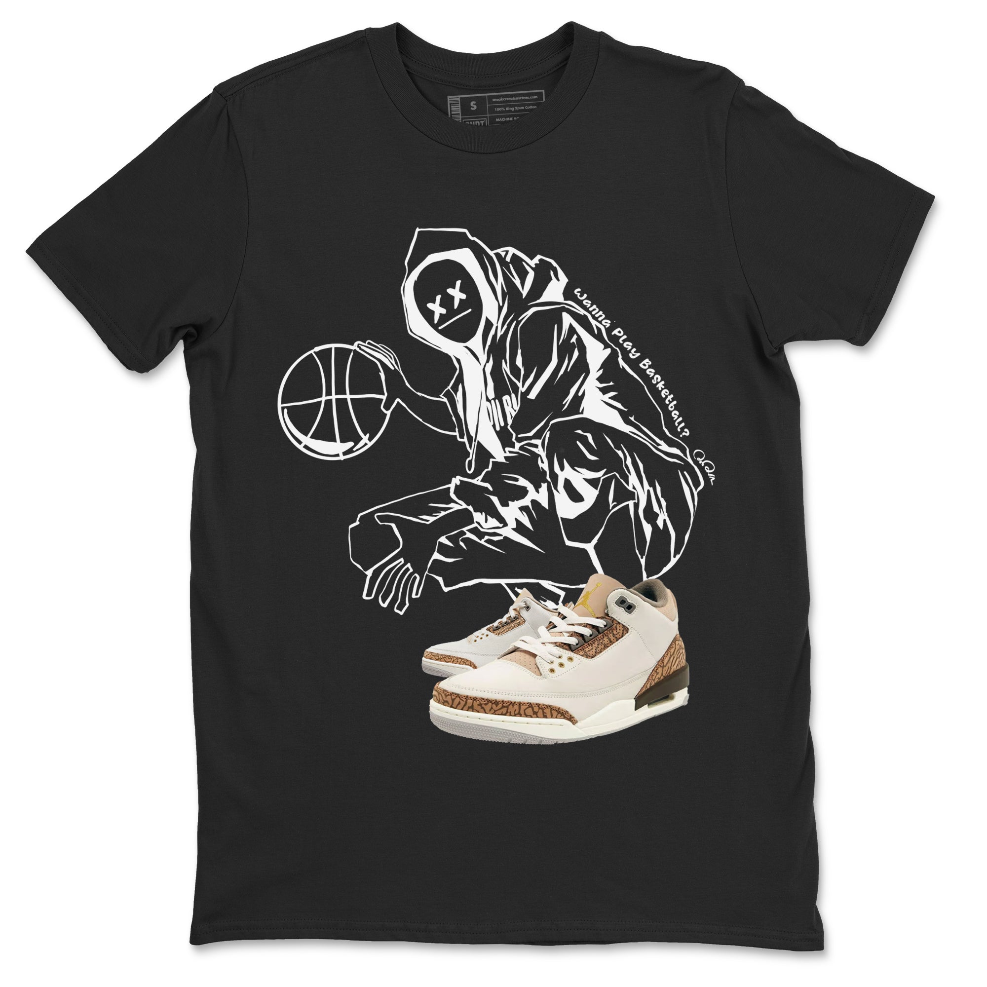 Air Jordan 3 Palomino shirt to match jordans Wanna Play Basketball Streetwear Sneaker Shirt AJ3 Palomino Drip Gear Zone Sneaker Matching Clothing Unisex Black 2 T-Shirt