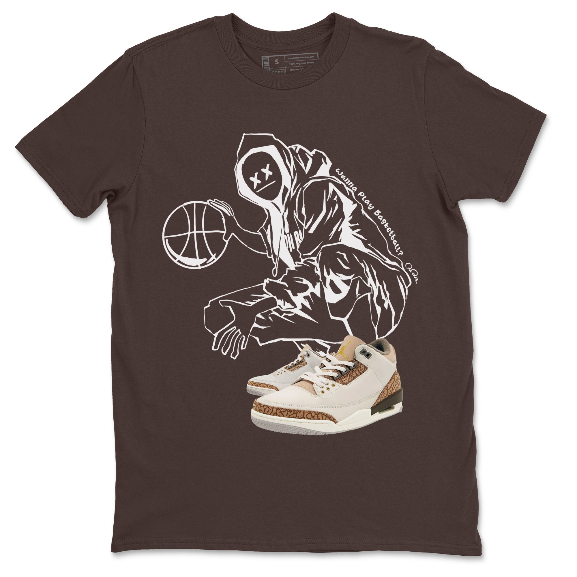 Air Jordan 3 Palomino shirt to match jordans Wanna Play Basketball Streetwear Sneaker Shirt AJ3 Palomino Drip Gear Zone Sneaker Matching Clothing Unisex Dark Chocolate 2 T-Shirt