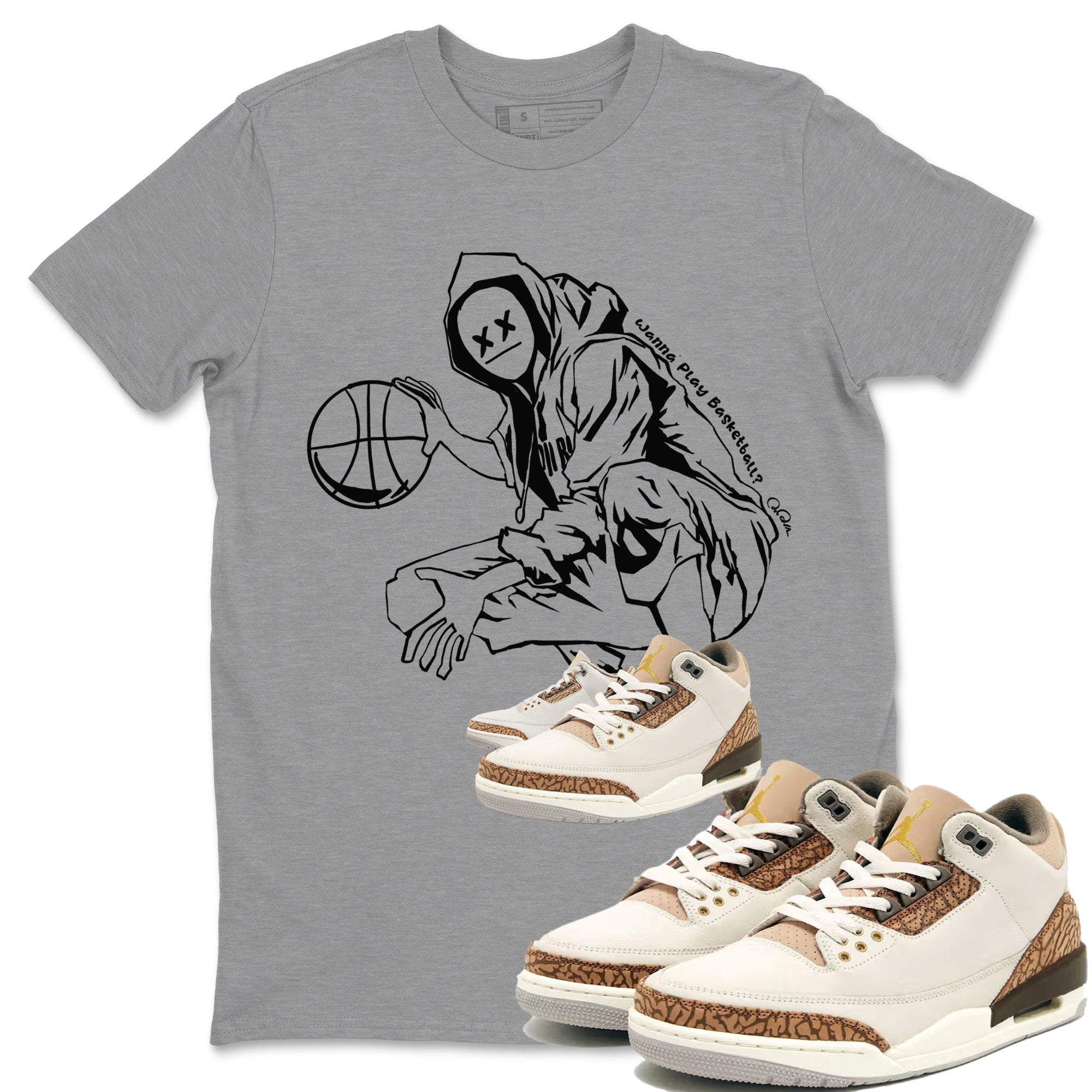 Air Jordan 3 Palomino shirt to match jordans Wanna Play Basketball Streetwear Sneaker Shirt AJ3 Palomino Drip Gear Zone Sneaker Matching Clothing Unisex Heather Grey 1 T-Shirt