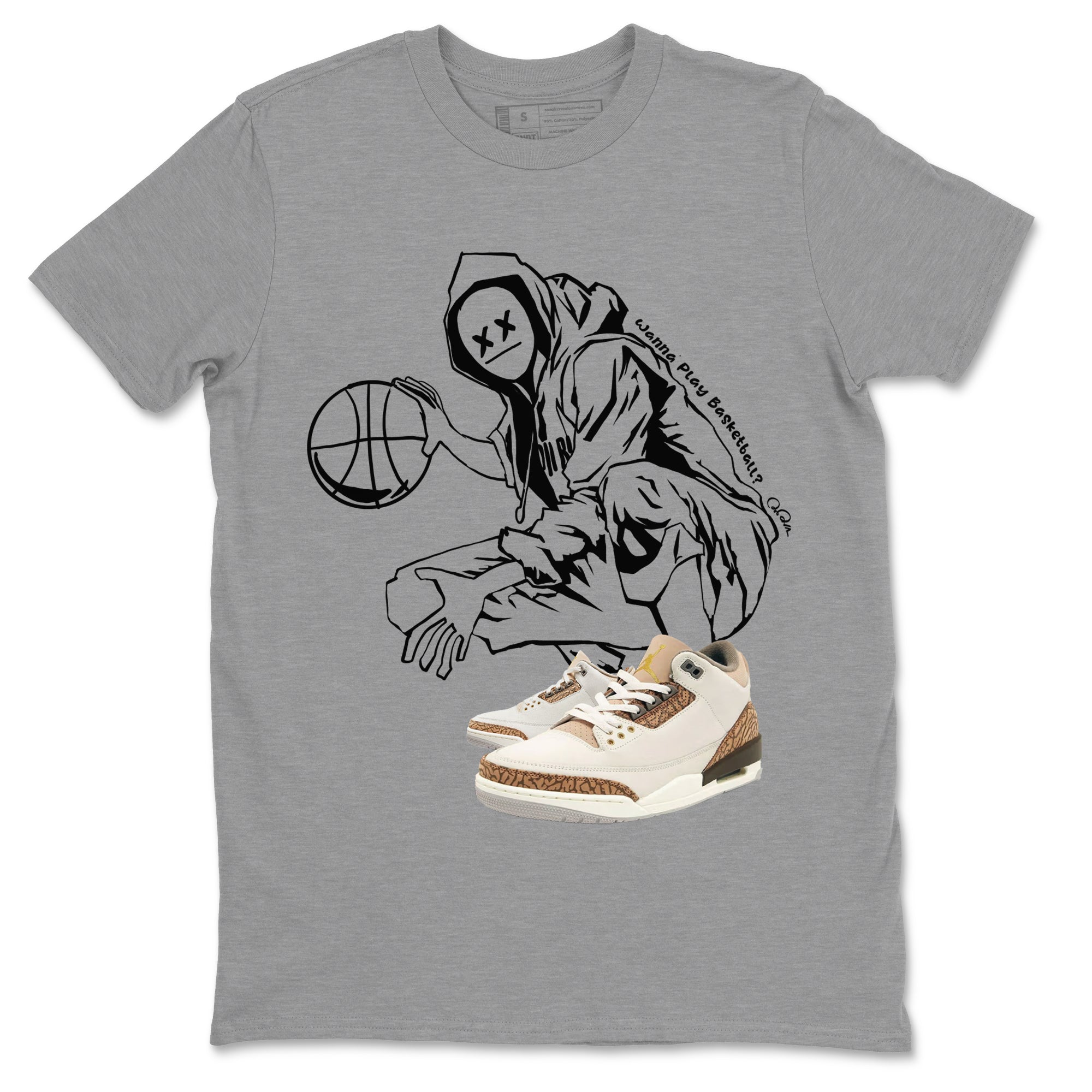 Air Jordan 3 Palomino shirt to match jordans Wanna Play Basketball Streetwear Sneaker Shirt AJ3 Palomino Drip Gear Zone Sneaker Matching Clothing Unisex Heather Grey 2 T-Shirt