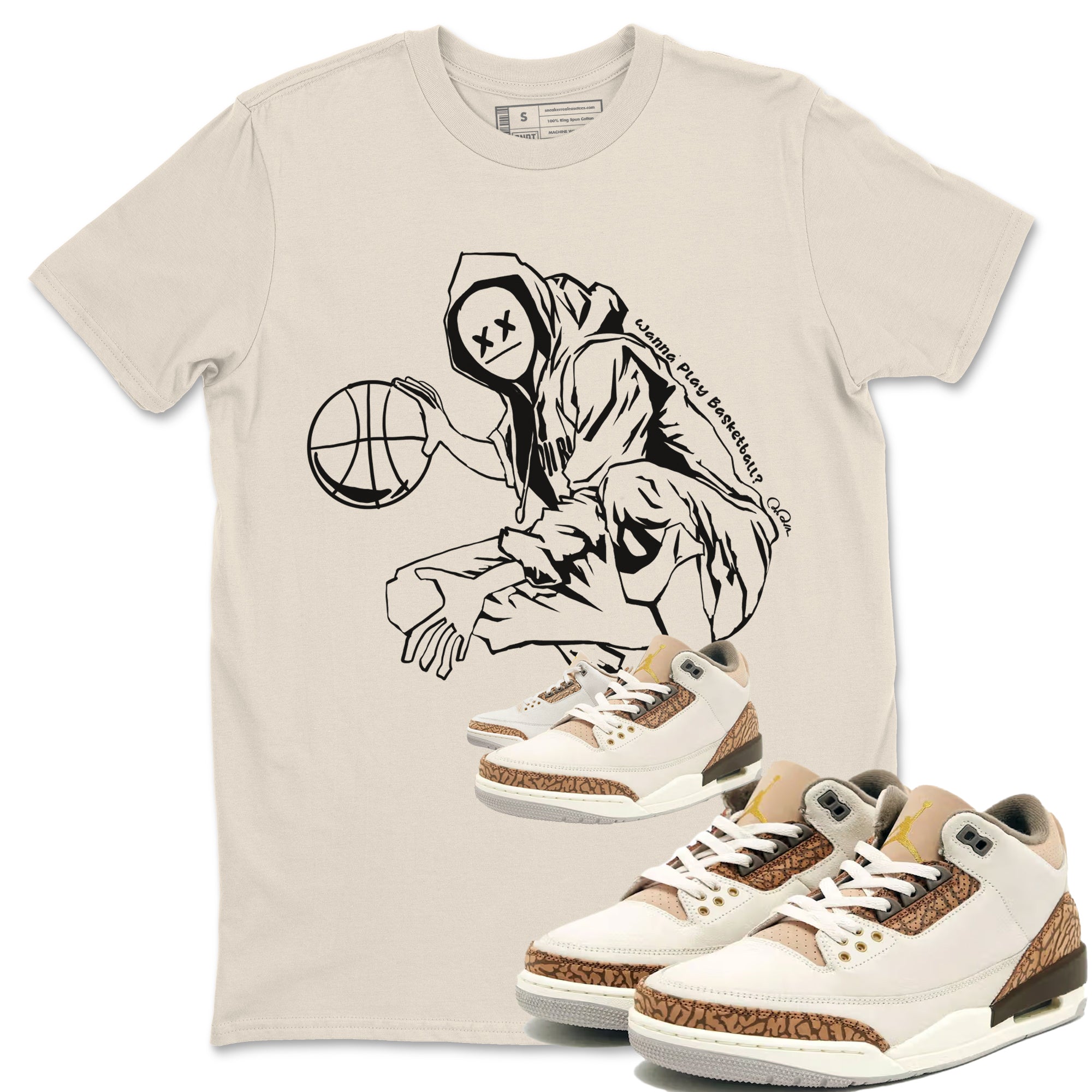 Air Jordan 3 Palomino shirt to match jordans Wanna Play Basketball Streetwear Sneaker Shirt AJ3 Palomino Drip Gear Zone Sneaker Matching Clothing Unisex Natural 1 T-Shirt