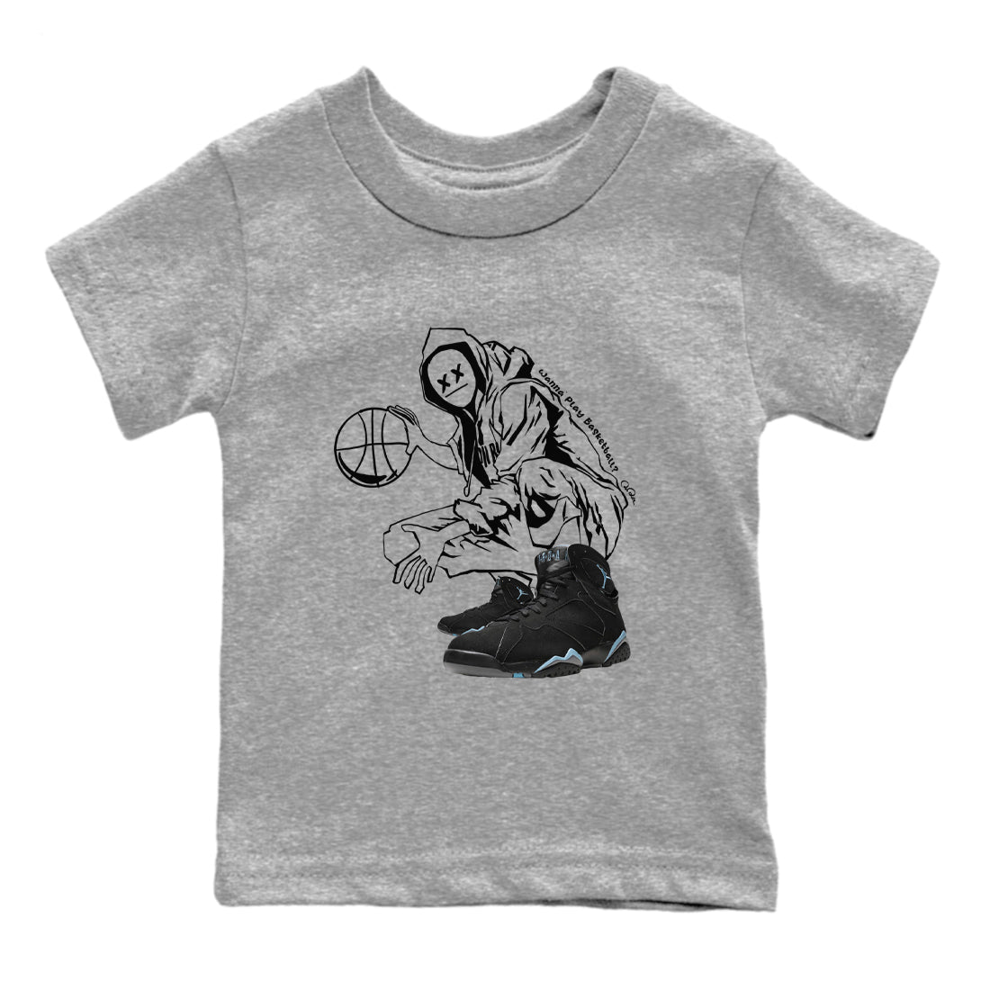 Air Jordan 7 Chambray shirt to match jordans Wanna Play Basketball Streetwear Sneaker Shirt AJ7 Chambray Drip Gear Zone Sneaker Matching Clothing Baby Toddler Heather Grey 2 T-Shirt