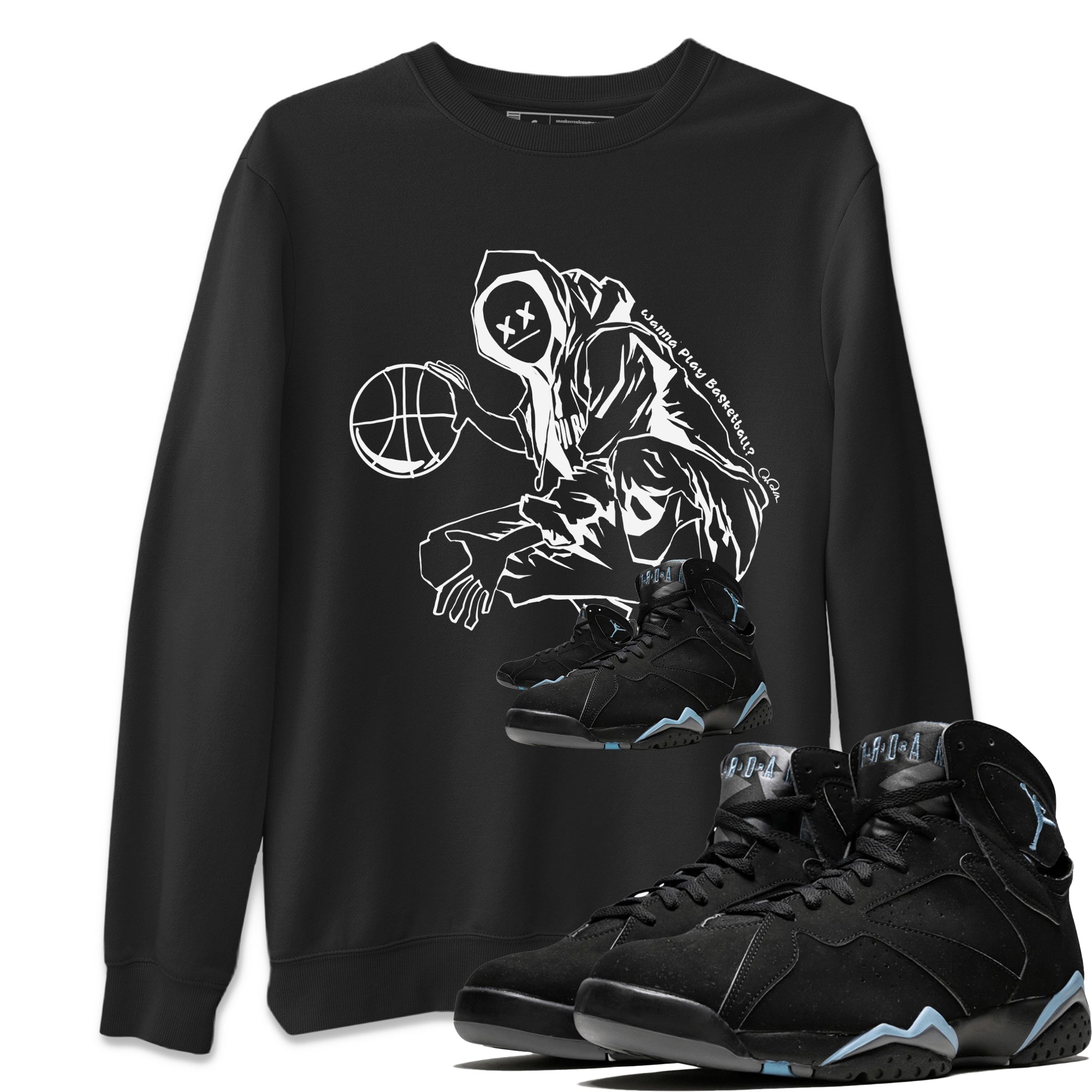 Air Jordan 7 Chambray shirt to match jordans Wanna Play Basketball Streetwear Sneaker Shirt AJ7 Chambray Drip Gear Zone Sneaker Matching Clothing Unisex Black 1 T-Shirt