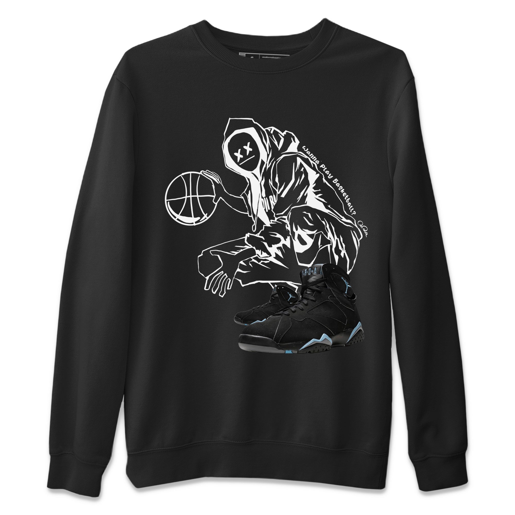 Air Jordan 7 Chambray shirt to match jordans Wanna Play Basketball Streetwear Sneaker Shirt AJ7 Chambray Drip Gear Zone Sneaker Matching Clothing Unisex Black 2 T-Shirt