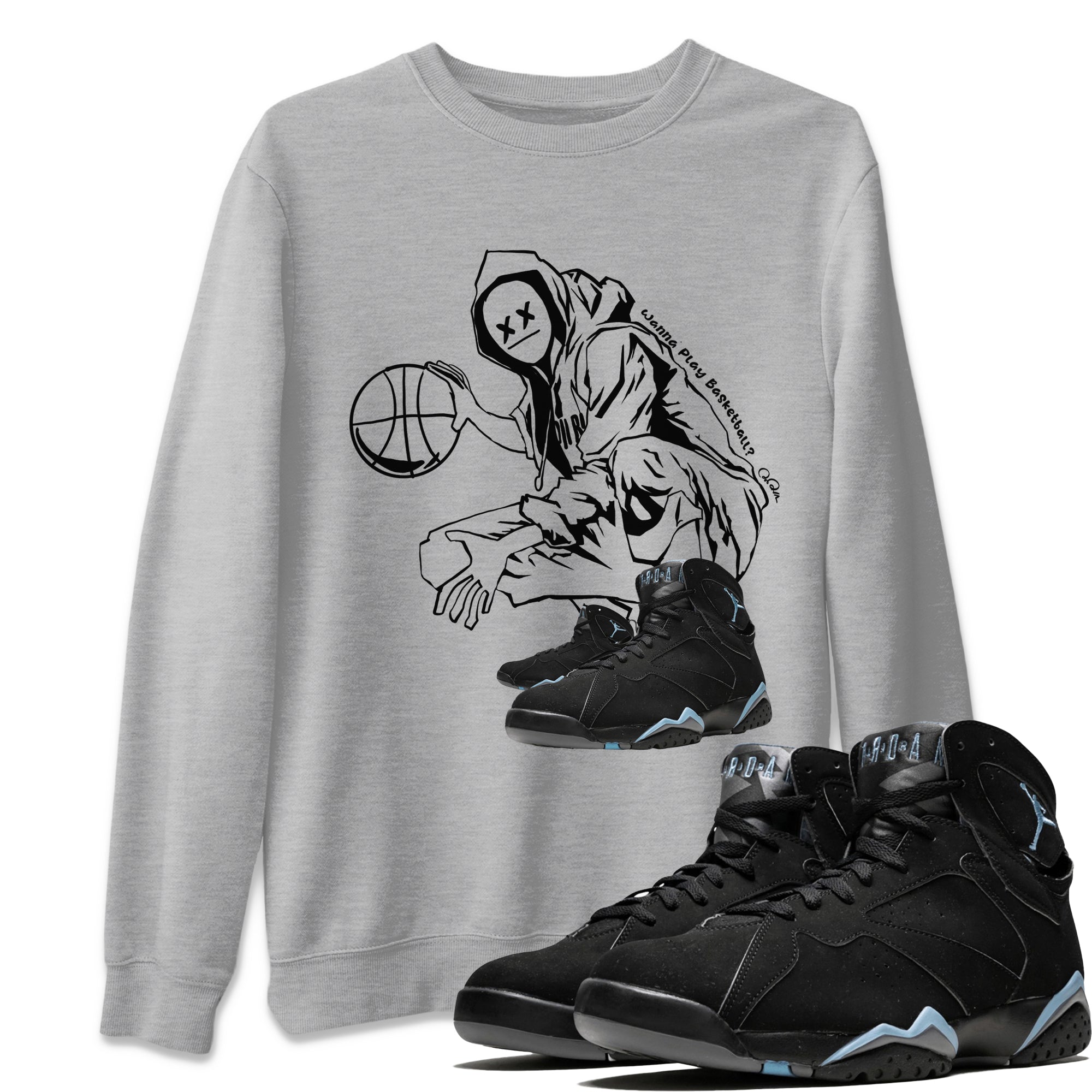 Air Jordan 7 Chambray shirt to match jordans Wanna Play Basketball Streetwear Sneaker Shirt AJ7 Chambray Drip Gear Zone Sneaker Matching Clothing Unisex Heather Grey 1 T-Shirt