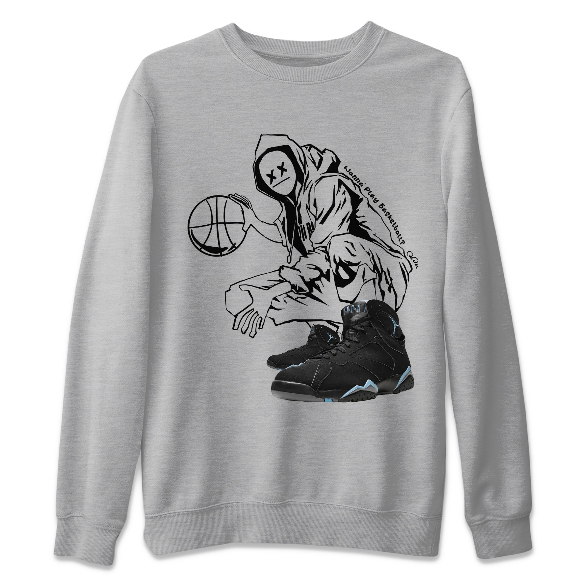 Air Jordan 7 Chambray shirt to match jordans Wanna Play Basketball Streetwear Sneaker Shirt AJ7 Chambray Drip Gear Zone Sneaker Matching Clothing Unisex Heather Grey 2 T-Shirt