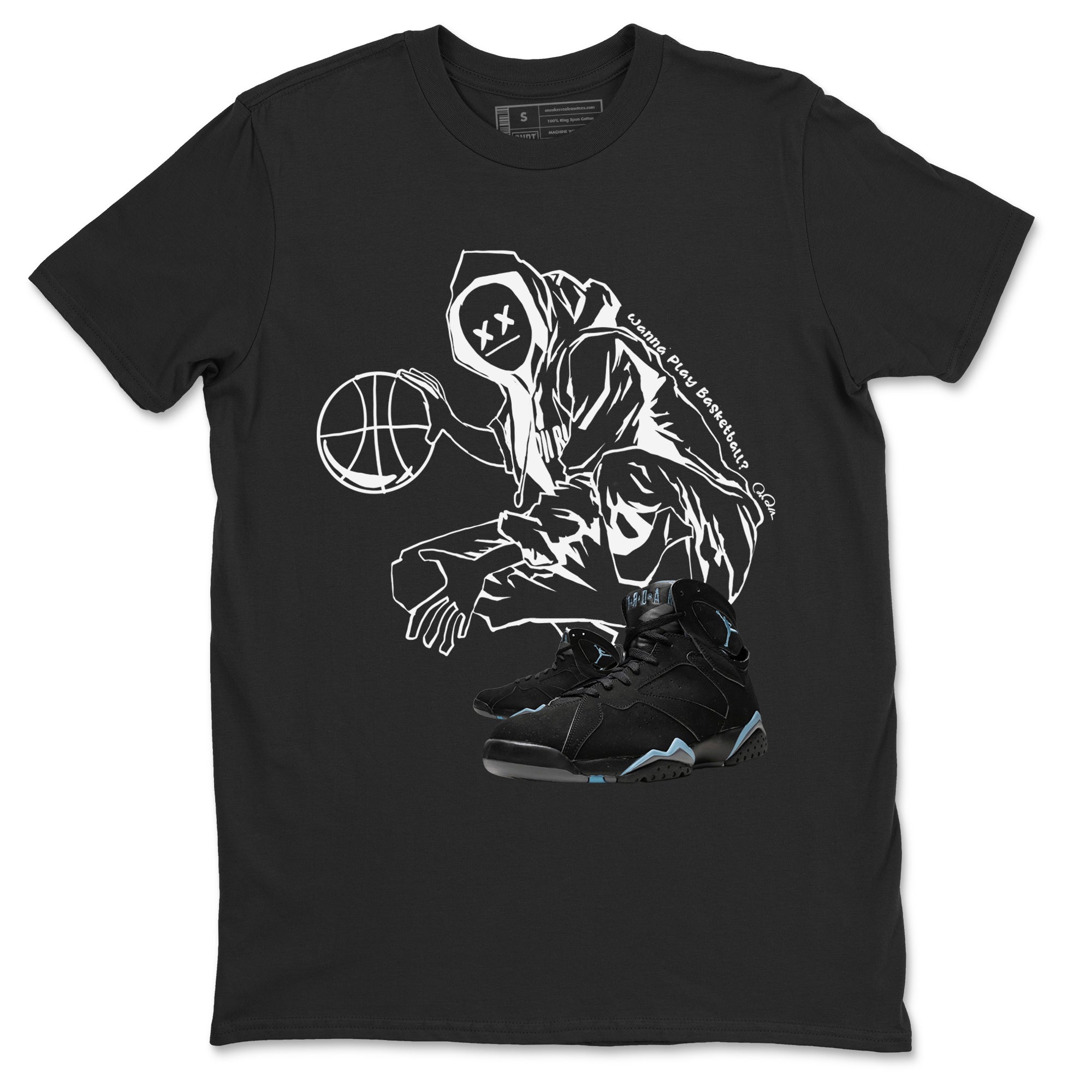 Air Jordan 7 Chambray shirt to match jordans Wanna Play Basketball Streetwear Sneaker Shirt AJ7 Chambray Drip Gear Zone Sneaker Matching Clothing Unisex Black 2 T-Shirt