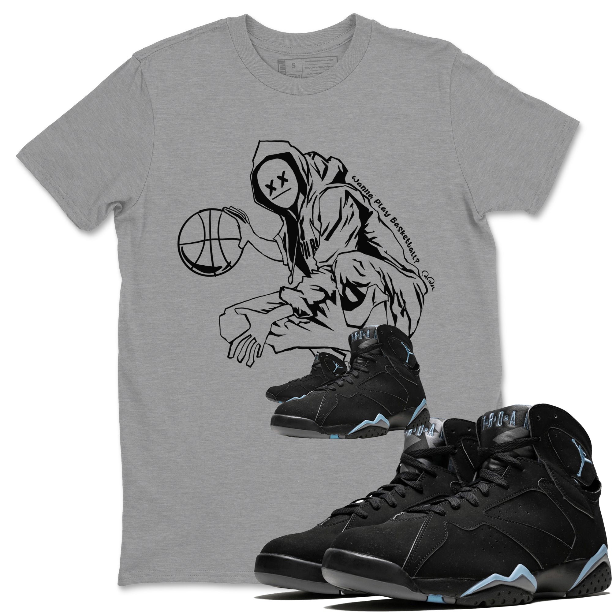 Air Jordan 7 Chambray shirt to match jordans Wanna Play Basketball Streetwear Sneaker Shirt AJ7 Chambray Drip Gear Zone Sneaker Matching Clothing Unisex Heather Grey 1 T-Shirt