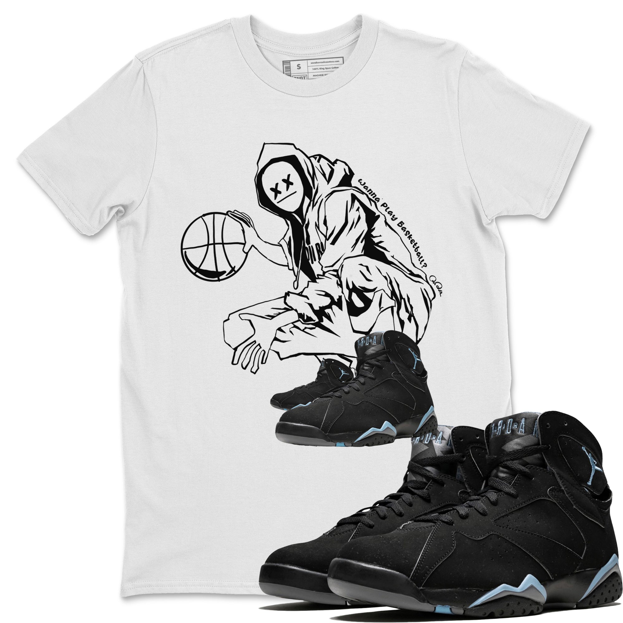 Air Jordan 7 Chambray shirt to match jordans Wanna Play Basketball Streetwear Sneaker Shirt AJ7 Chambray Drip Gear Zone Sneaker Matching Clothing Unisex White 1 T-Shirt