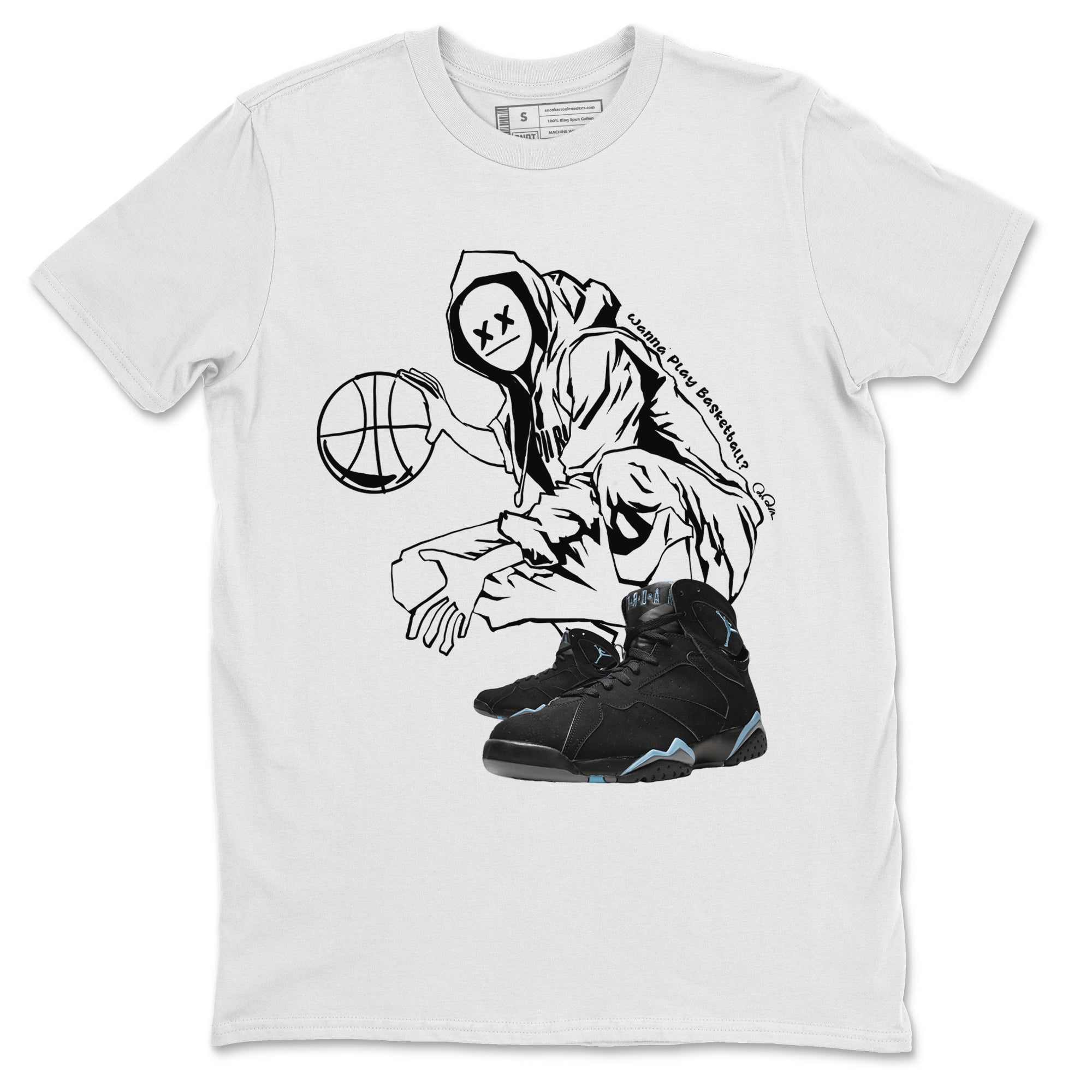 Air Jordan 7 Chambray shirt to match jordans Wanna Play Basketball Streetwear Sneaker Shirt AJ7 Chambray Drip Gear Zone Sneaker Matching Clothing Unisex White 2 T-Shirt