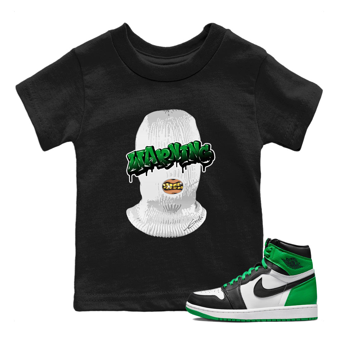 Air Jordan 1 Celtics Sneaker Match Tees Warning Streetwear Sneaker Shirt Air Jordan 1 Retro Celtics Sneaker Release Tees Kids Shirts Black 1