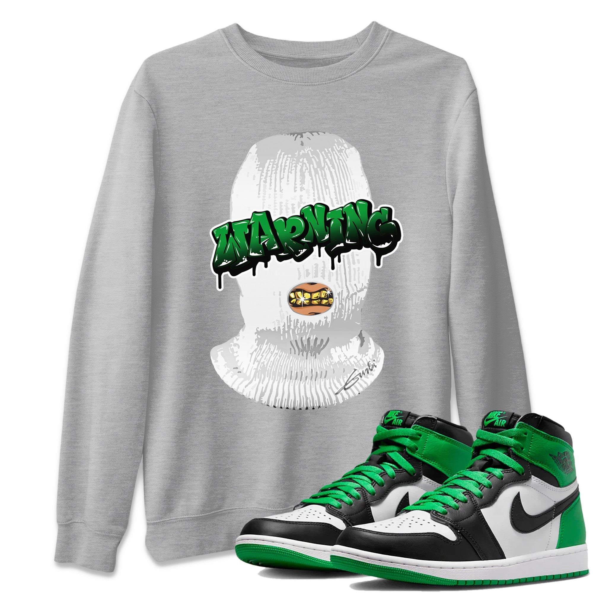 Air Jordan 1 Celtics Sneaker Match Tees Warning Streetwear Sneaker Shirt Air Jordan 1 Retro Celtics Sneaker Release Tees Unisex Shirts Heather Grey 1